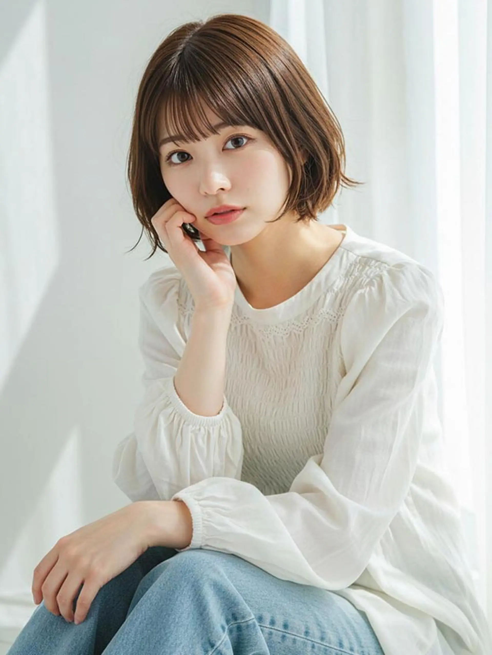 ショート ボブ ハイライト 髪質改善 韓国風ヘア レイヤーカット サラ艶髪が得意/ 新崎CRISTINAのヘアスタイル