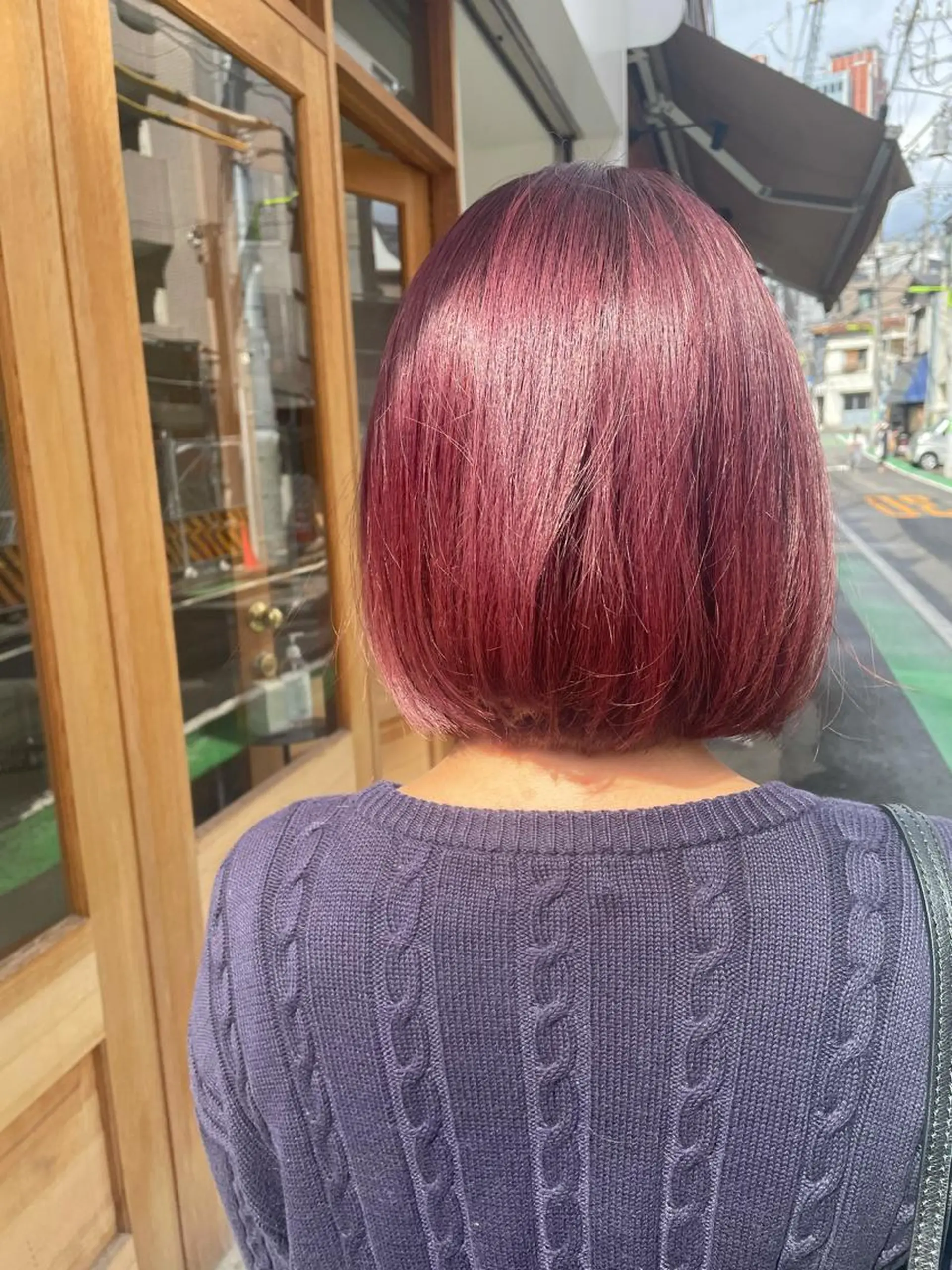 ミディアム カラー ショートボブ レッドカラー ボブ カット ヘアカラー トリートメント 中目黒🌼 🌼ハナのヘアスタイル