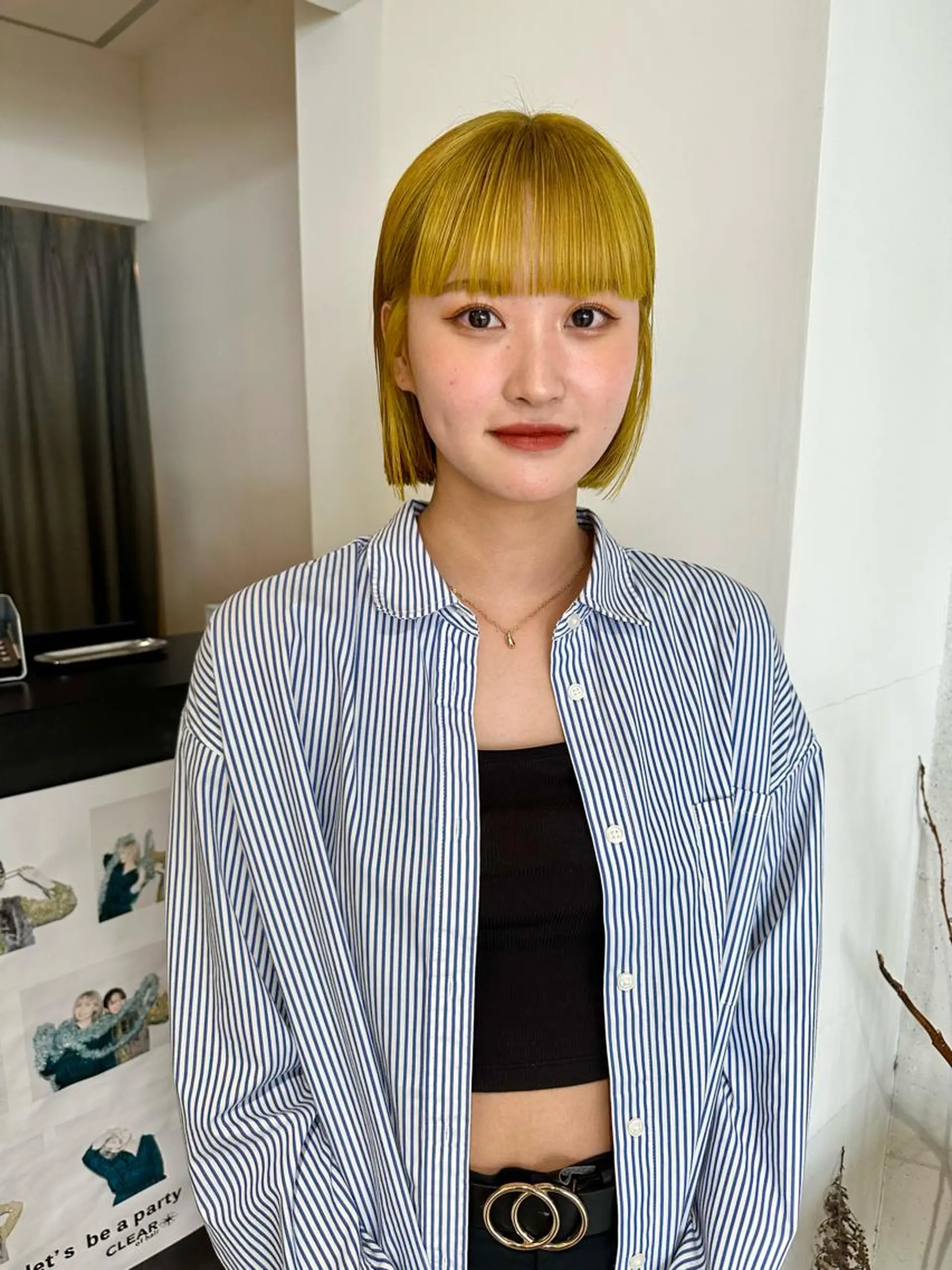 ミディアム カラー イエローカラー ボブ カット ヘアカラー パーマ 縮毛矯正 トリートメント ヘッドスパ ota miyuuのヘアスタイル