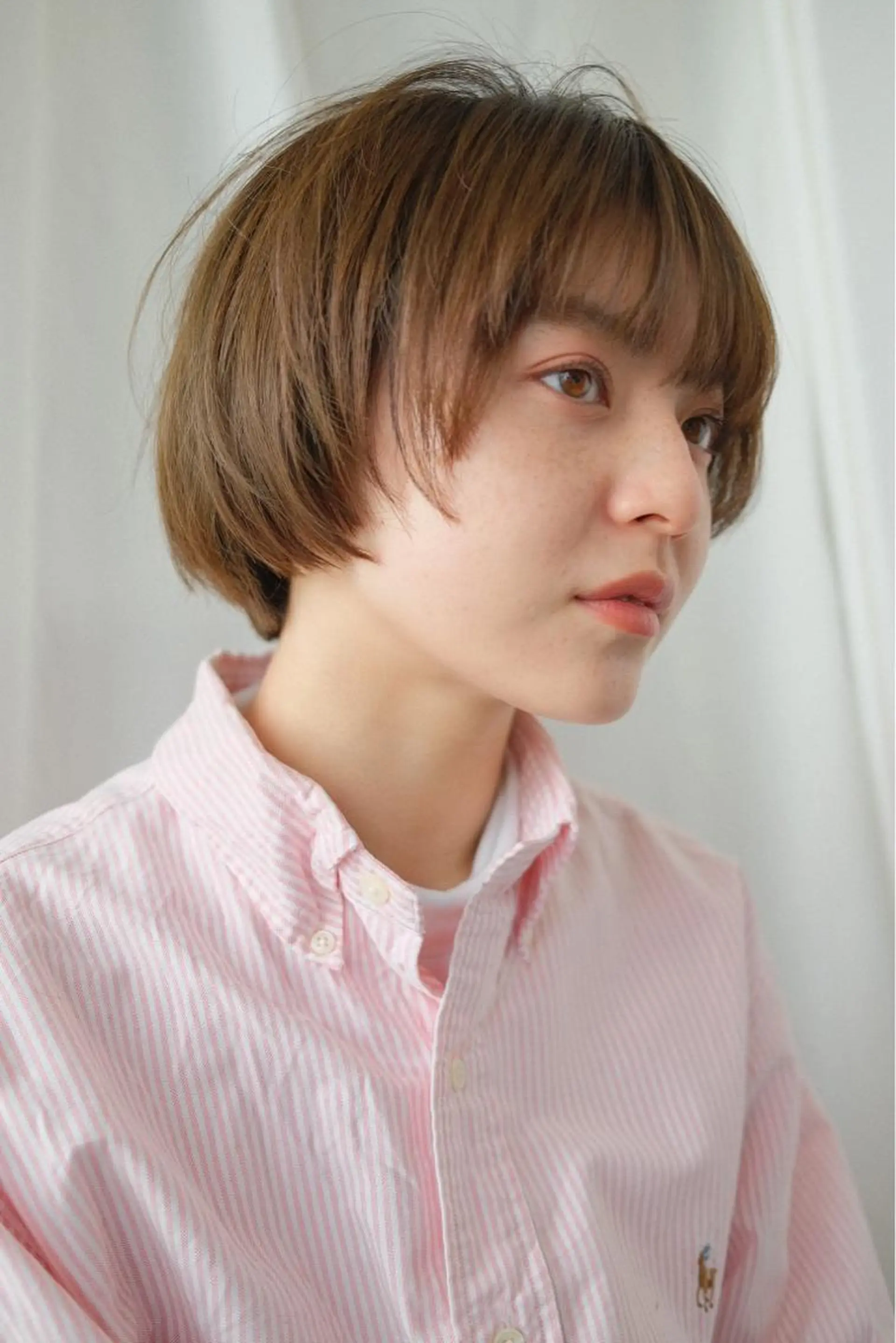 ショート カラー 切りっぱなしボブ ショートボブ ハンサムショート 丸みショート イヤリングカラー カット ヘアカラー トリートメント ショートボブ縮毛矯正 髪質改善のプロ山道潤のヘアスタイル