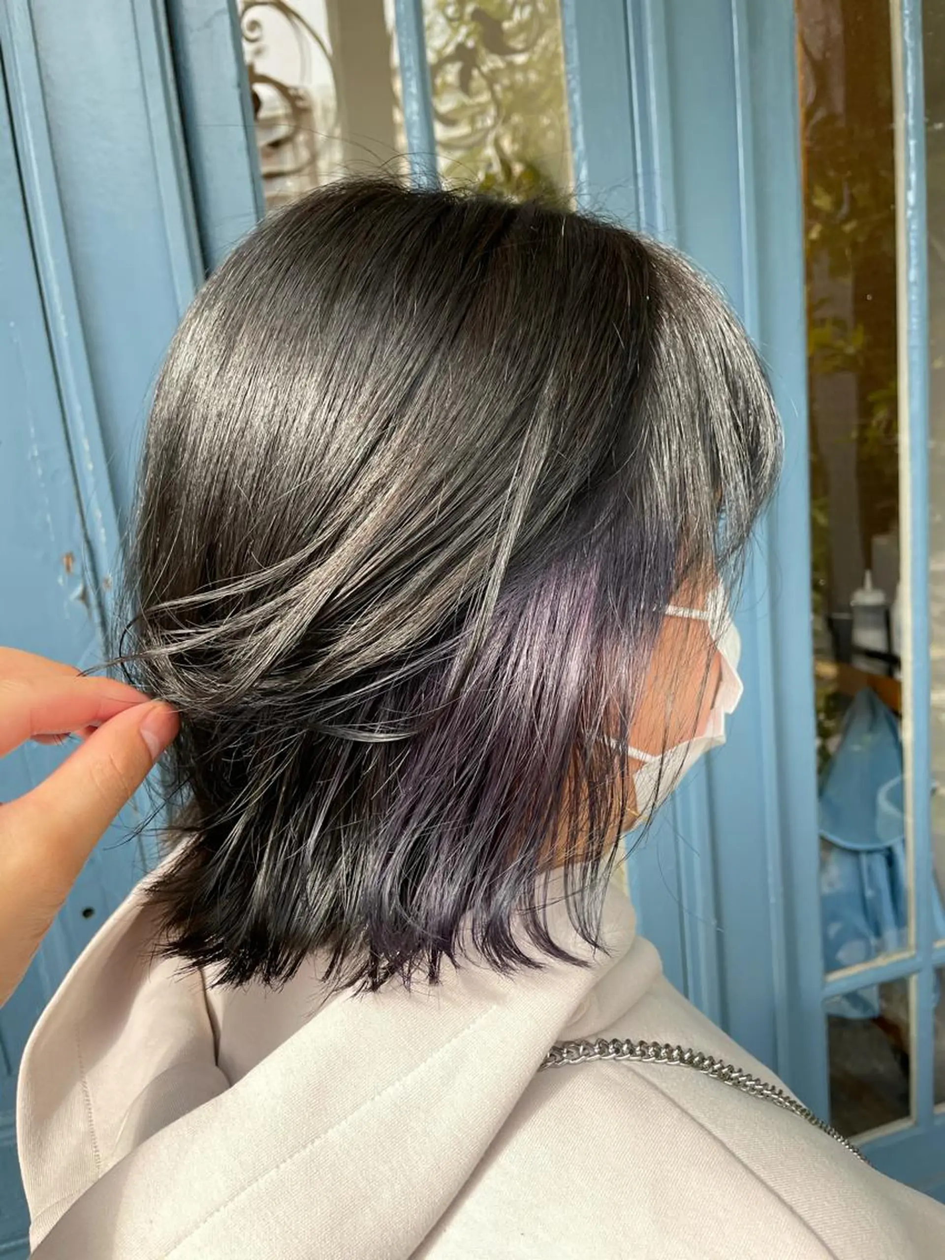 セミロング ブリーチ毛矯正.髪質 改善.髪にドラマをのヘアスタイル