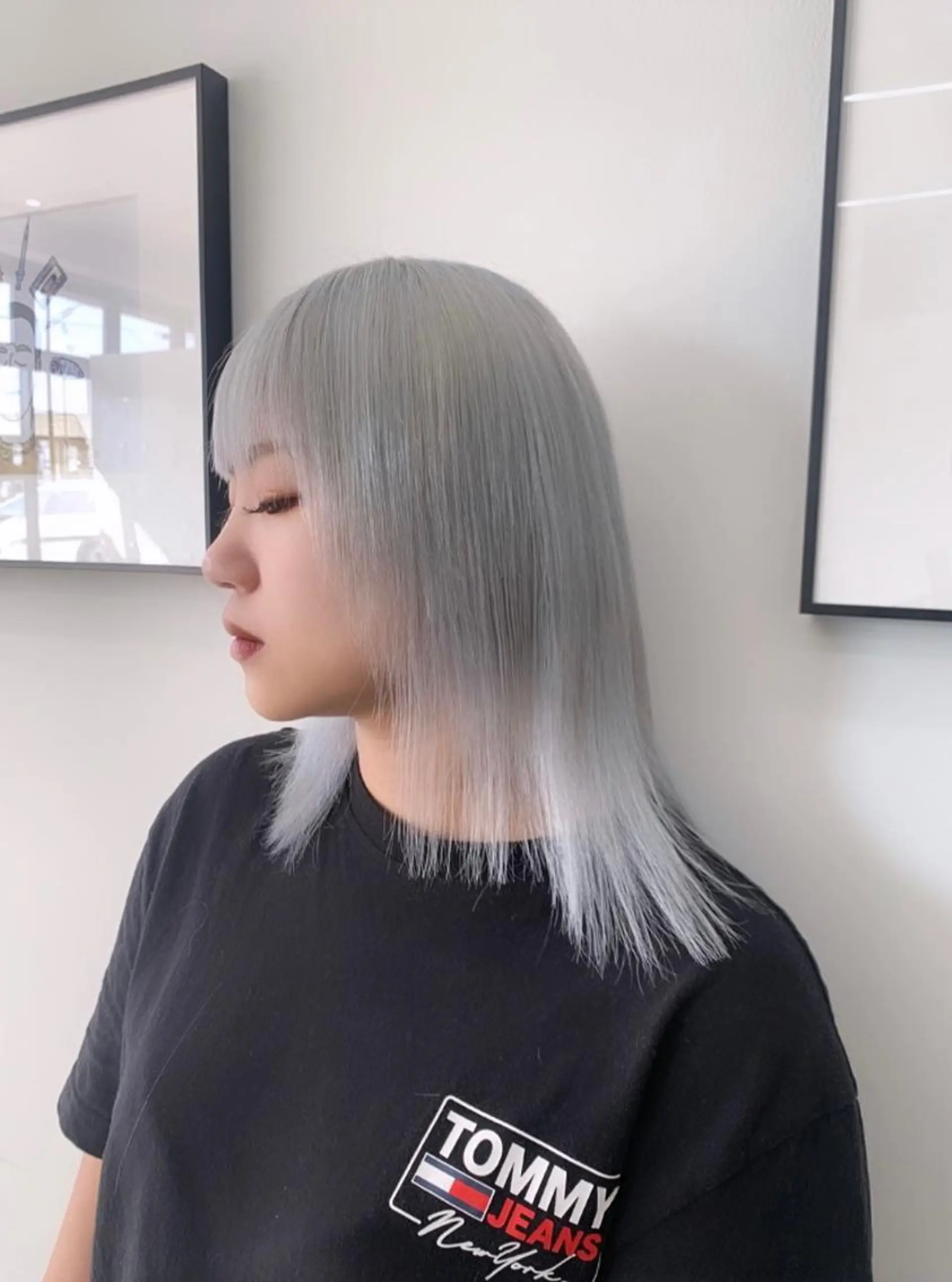 ミディアム カラー ブロンド ホワイトブロンド YU KIのヘアスタイル