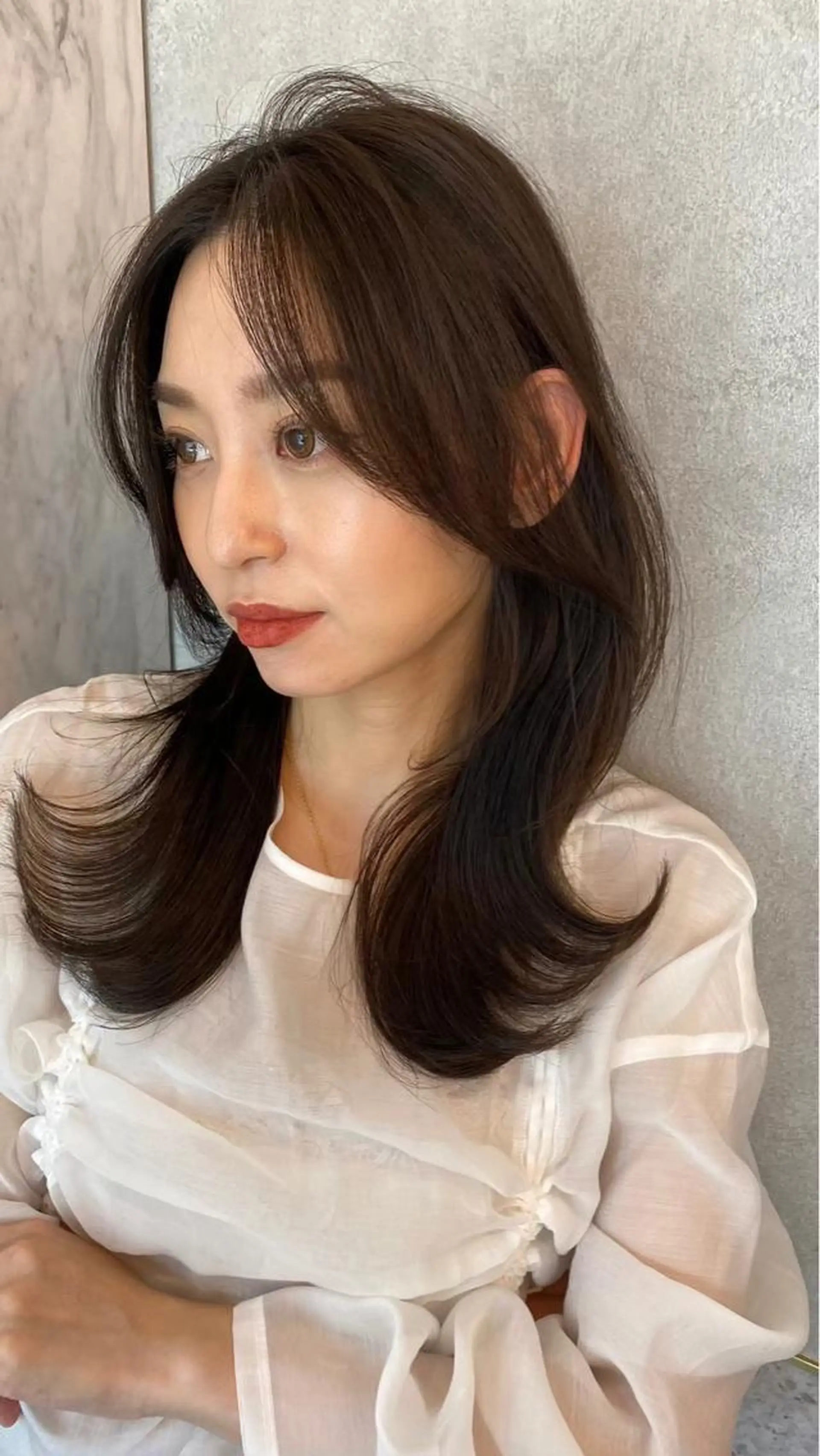 セミロング エクステ ハイライト 髪質改善 韓国風ヘア 縮毛矯正 カット ヘアカラー トリートメント 🎀しゅな/韓国 レイヤー/透明感♡のヘアスタイル