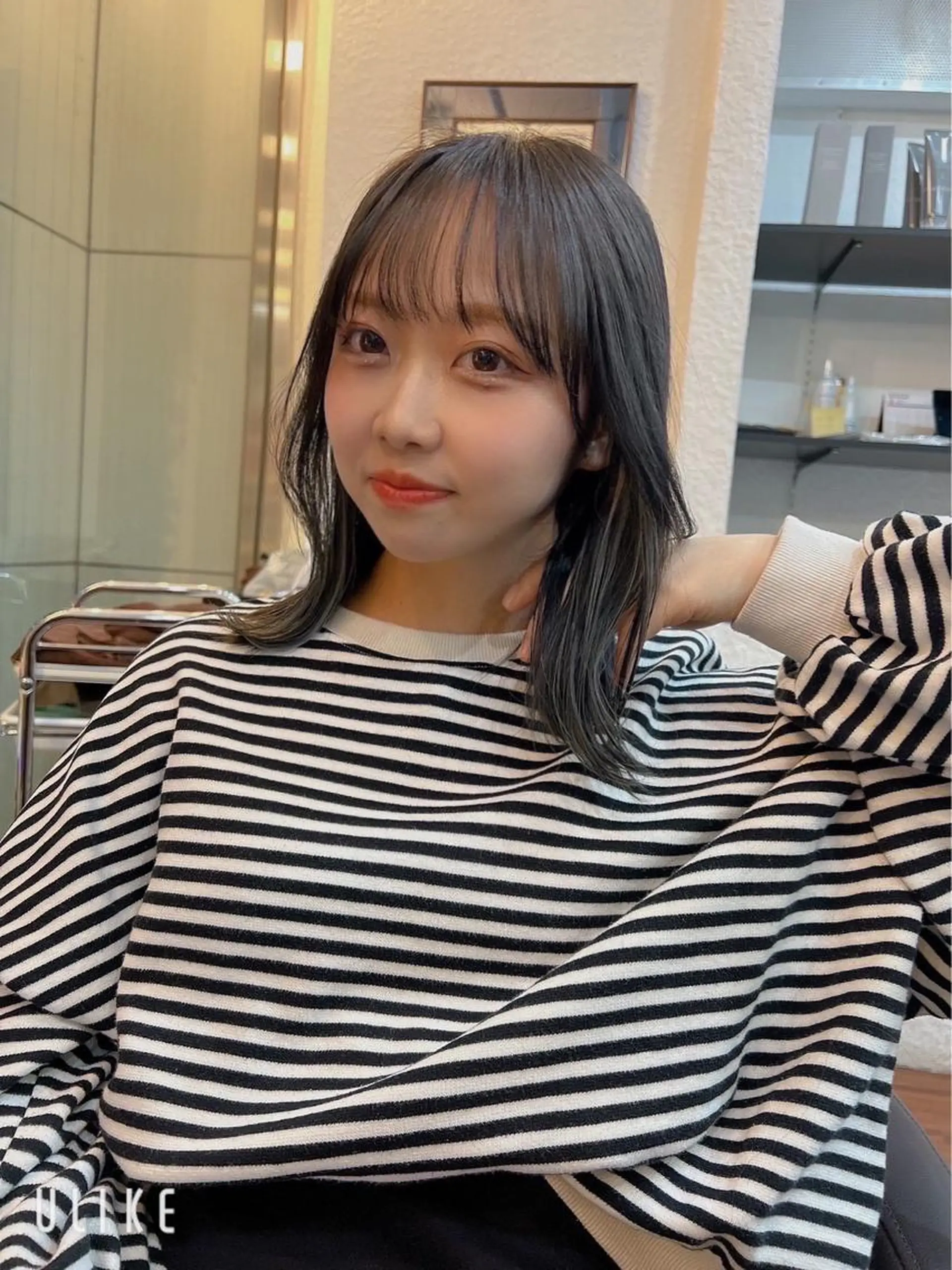 ミディアム カラー ハイライトカラー ハイライト 柔らかブラウン/顔周 りレイヤー♡ユウシのヘアスタイル