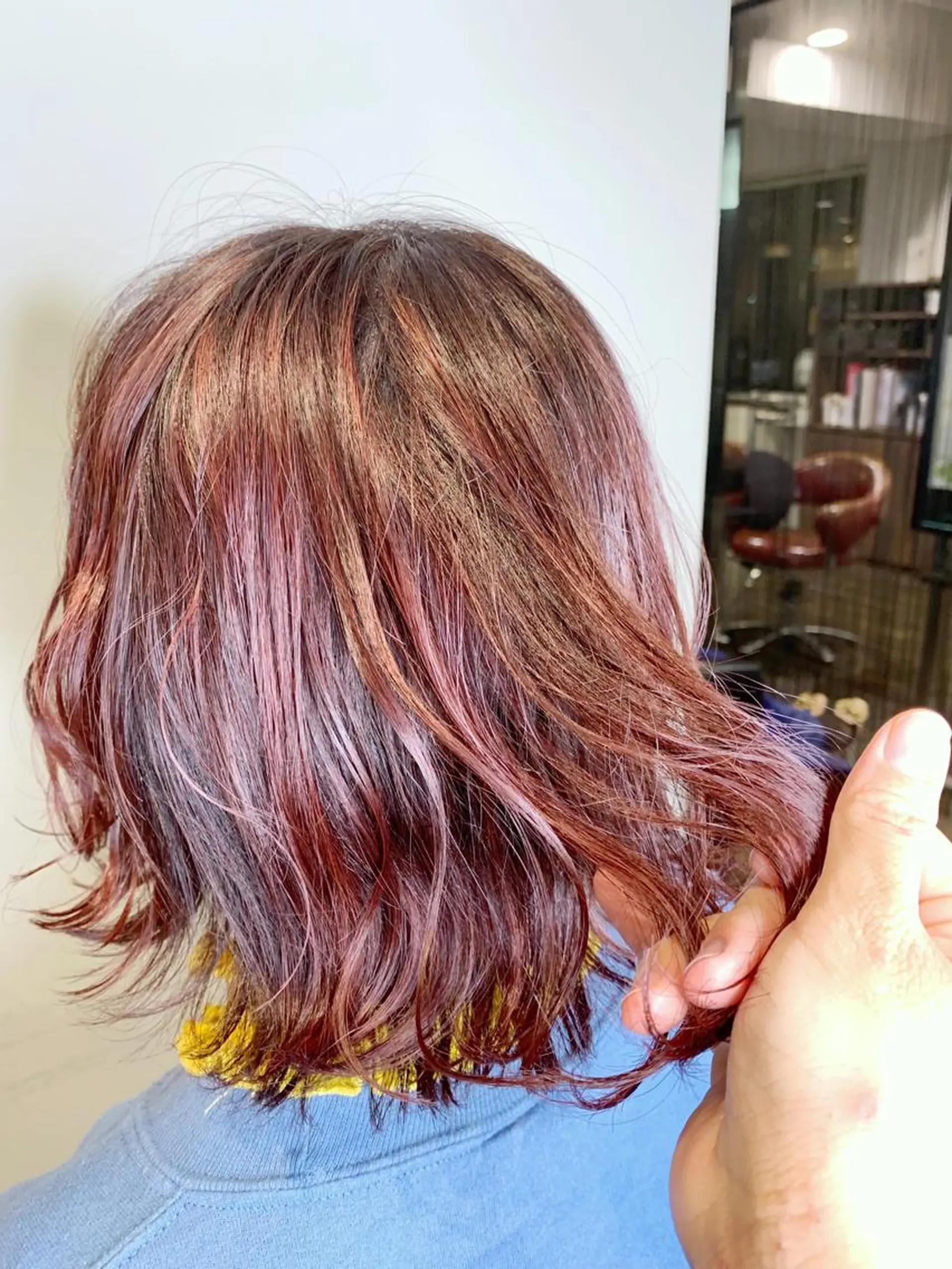 ミディアム カラー ヘアアレンジ ハイライトカラー ハイライト 🌿‬ ܸAir 透明感🌱西村知佳のヘアスタイル