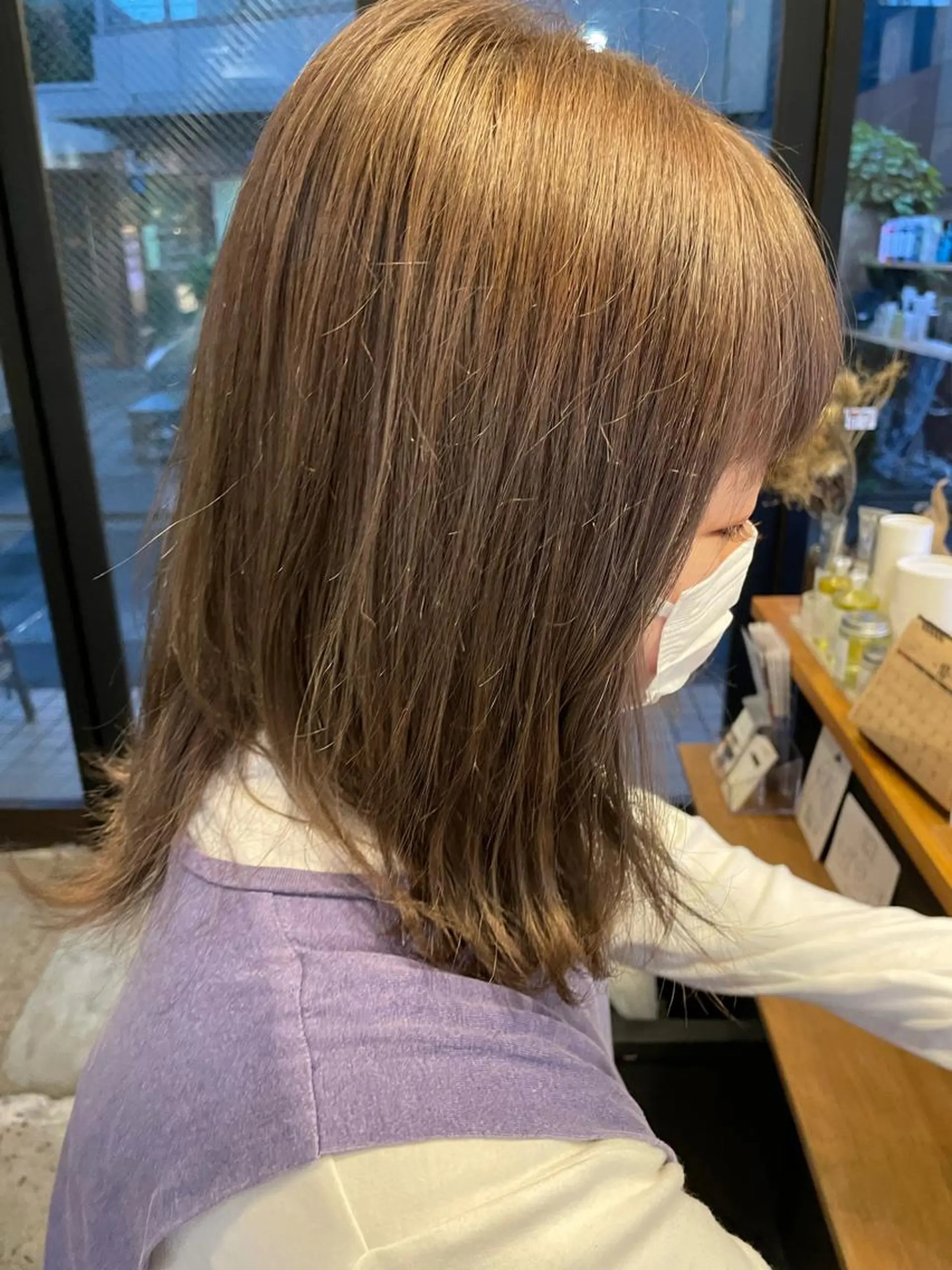 ミディアム カラー ヘアカラー トリートメント 🌿レイヤーボブ/パ ーマ🌿　木梨健太のヘアスタイル