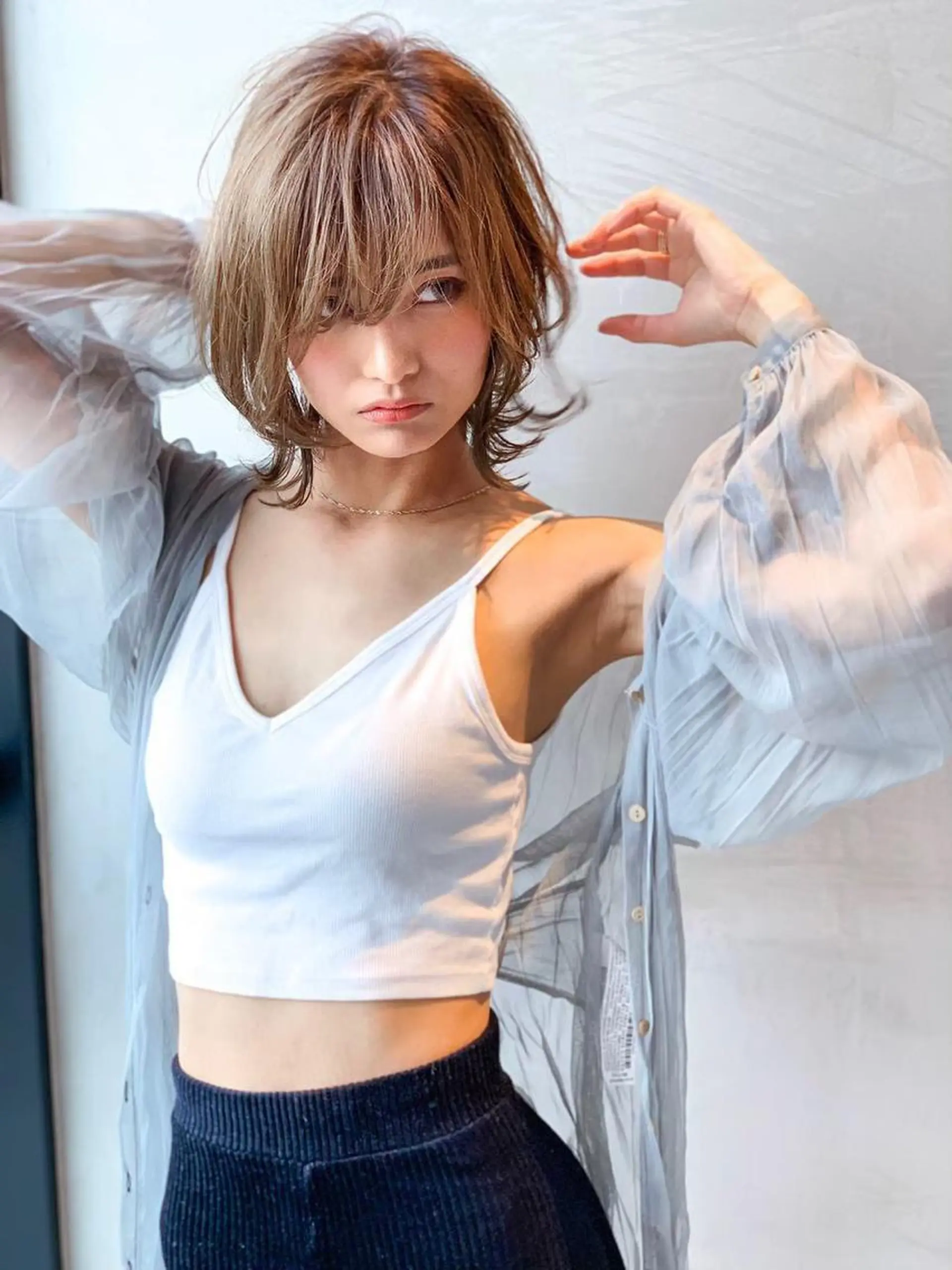 ミディアム カラー ベージュカラー ハイライトカラー ハイライト クドウレイ fifth渋谷のヘアスタイル