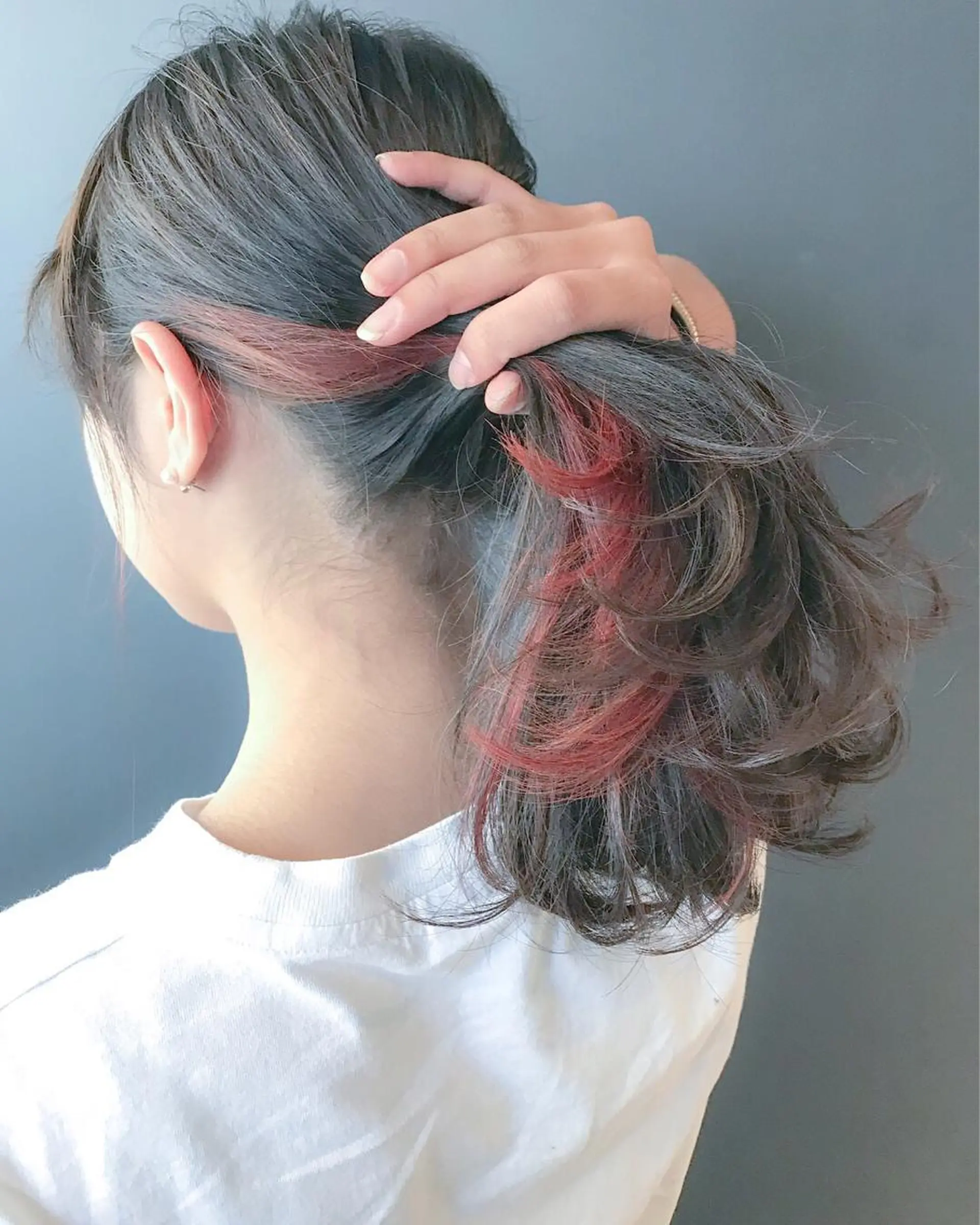 ミディアム カラー インナーカラー オレンジ ピンクカラー カット ヘアカラー BOX mico.のヘアスタイル