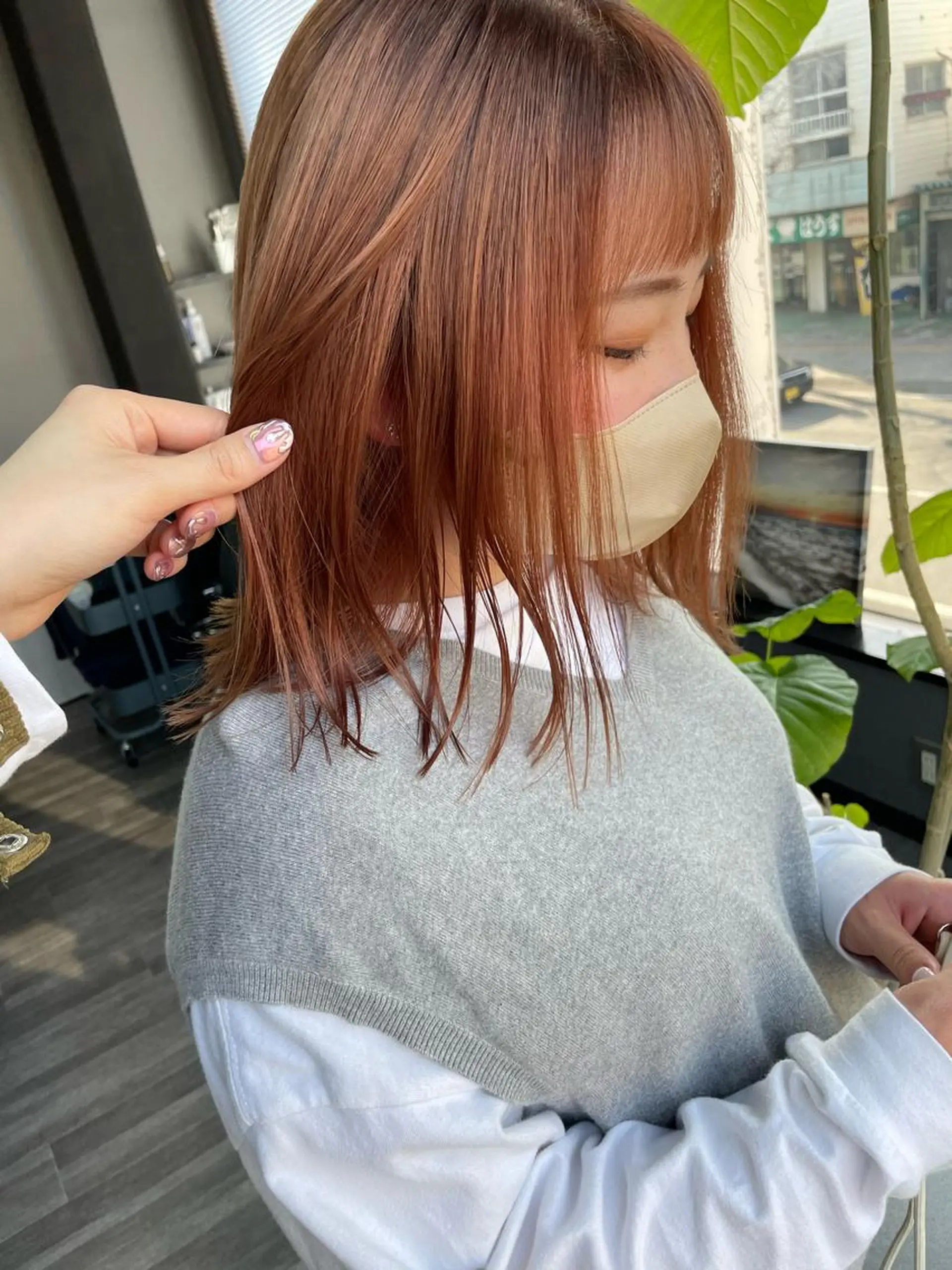 カラー ベージュカラー オレンジ オレンジベージュ オノ アカネのヘアスタイル