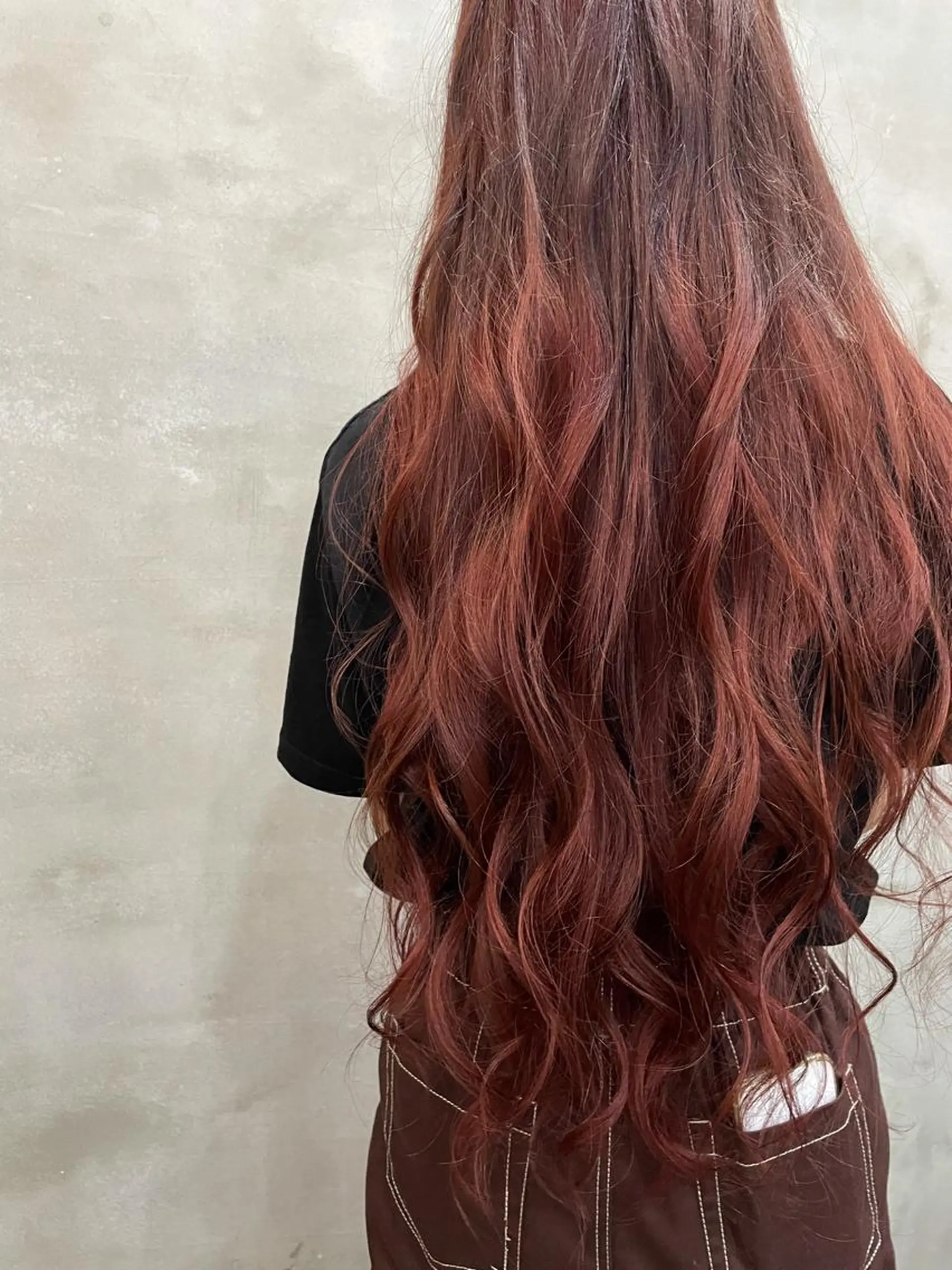 ロング カラー ブラウンカラー レッドカラー レッドブラウン ヘアカラー トリートメント 【ピンク/韓国ヘア/ ヘアセット】亜海のヘアスタイル