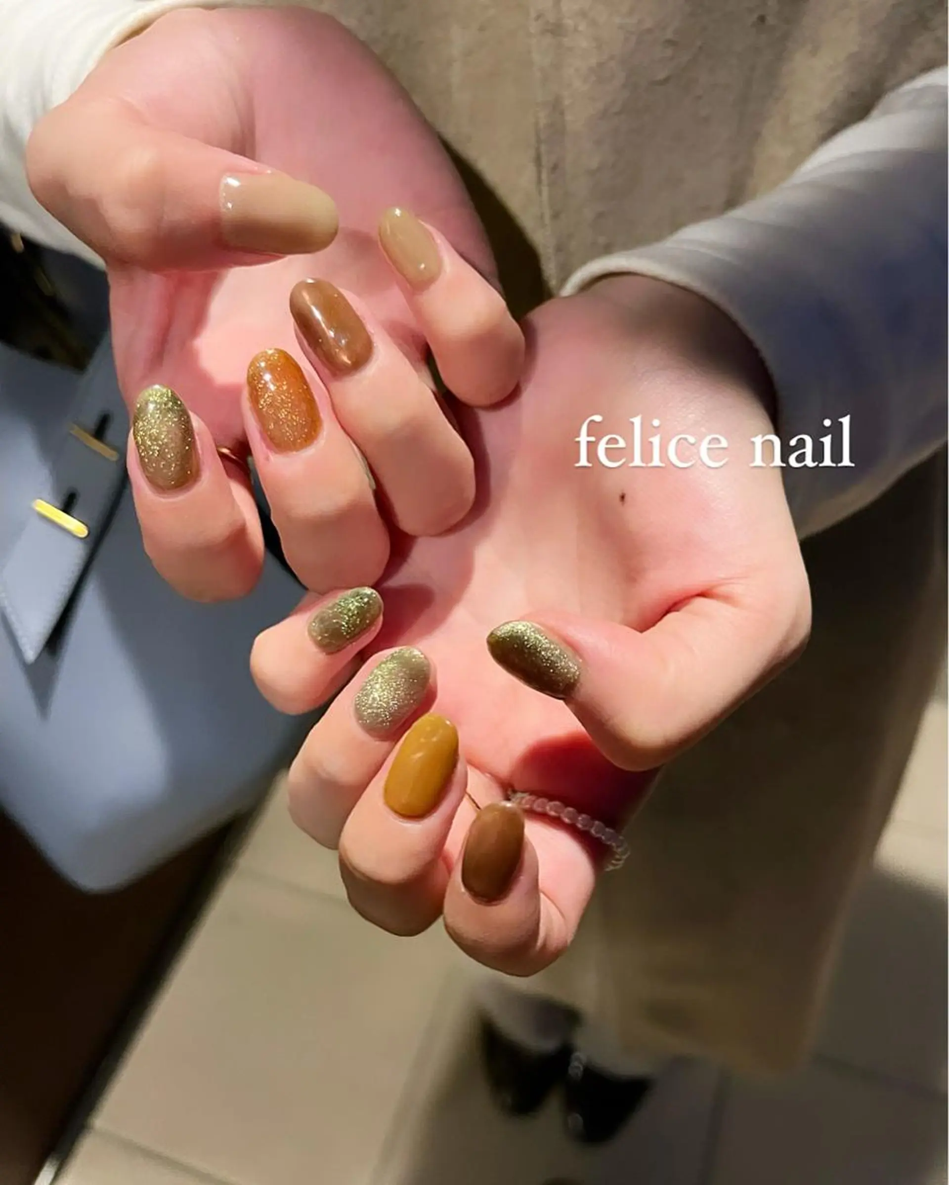 ネイル キラキラネイル マグネットネイル ニュアンスネイル felice nailのネイルデザイン