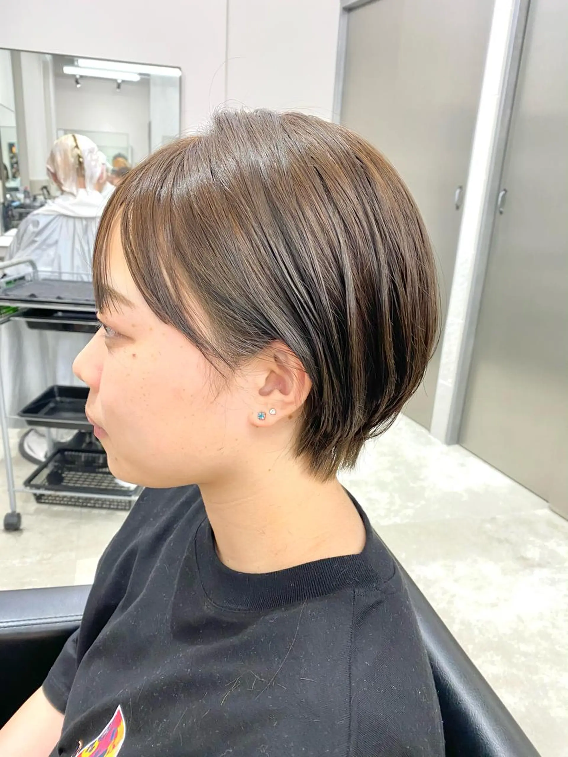 ショート 丸みショート ショートヘア ピンク/ベージュ /似合わせ/田島百華のヘアスタイル