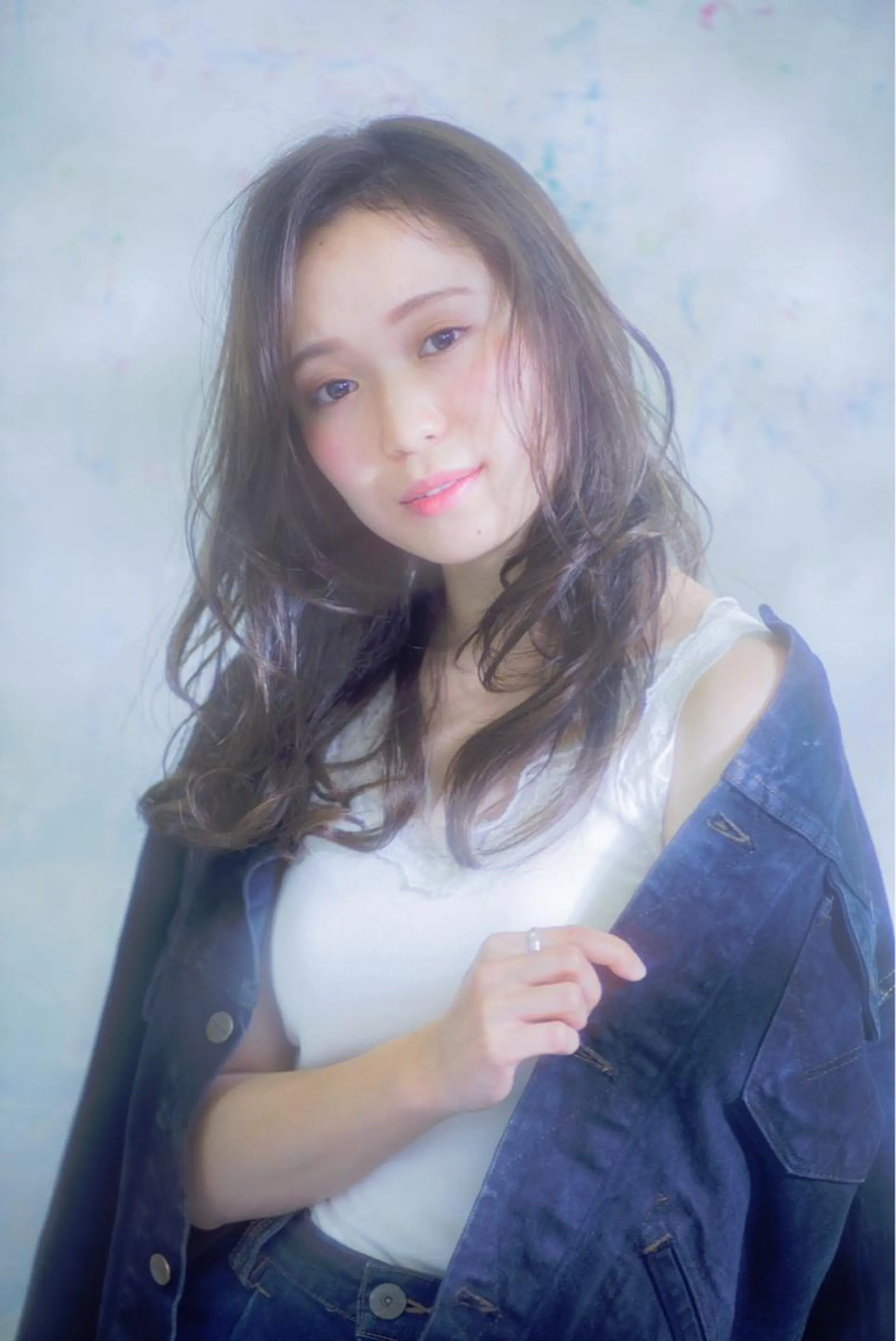 セミロング カラー パーマ セミロングパーマ 透明感カラー 増子 幹樹のヘアスタイル