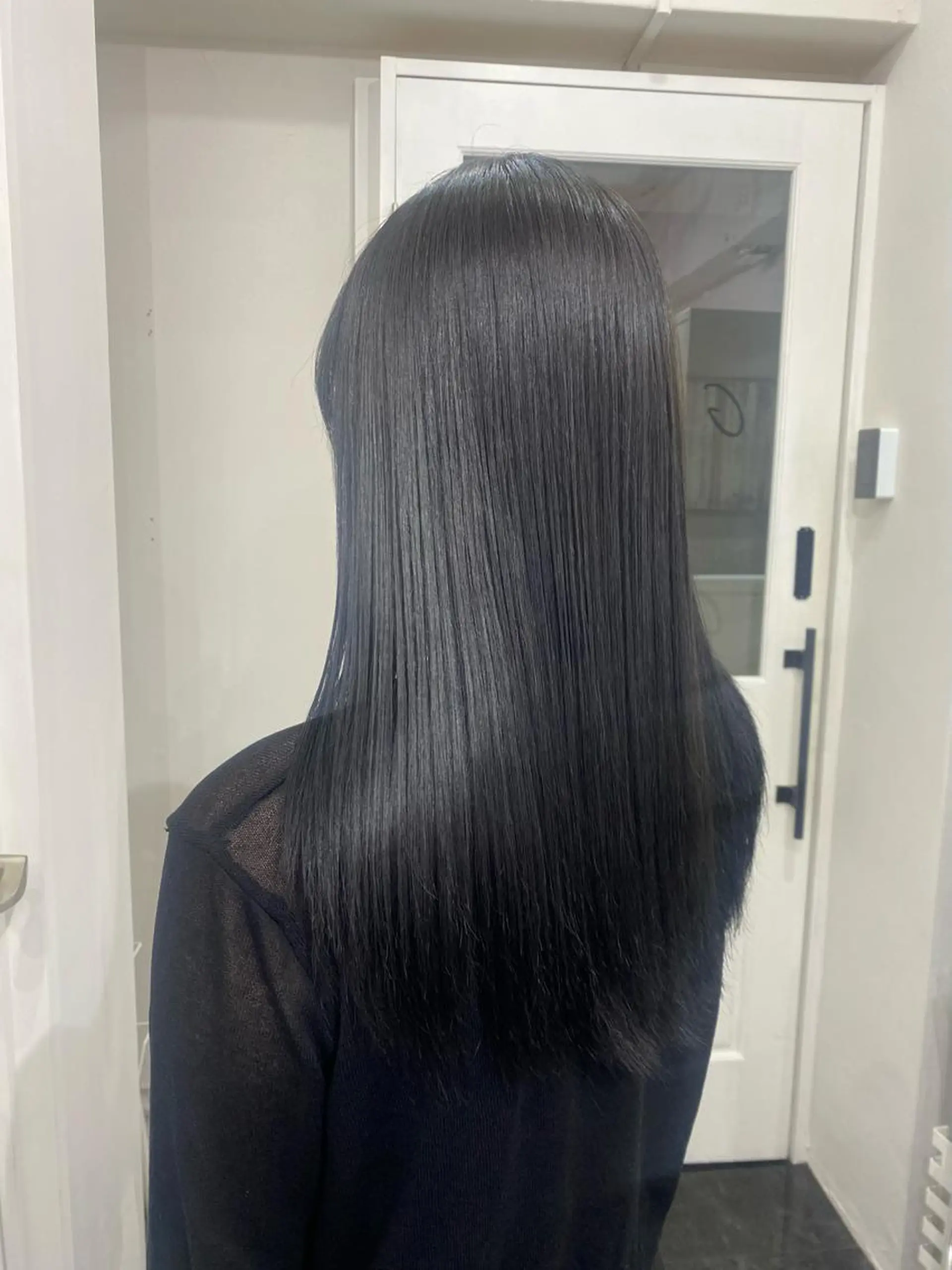 セミロング カラー 黒髪 ブリーチ ブルーカラー ブルーブラック ブリーチなしカラー ヘアカラー トリートメント ヘアセット 楓🦋韓国系レイヤー / 透明感カラー🤍のヘアスタイル