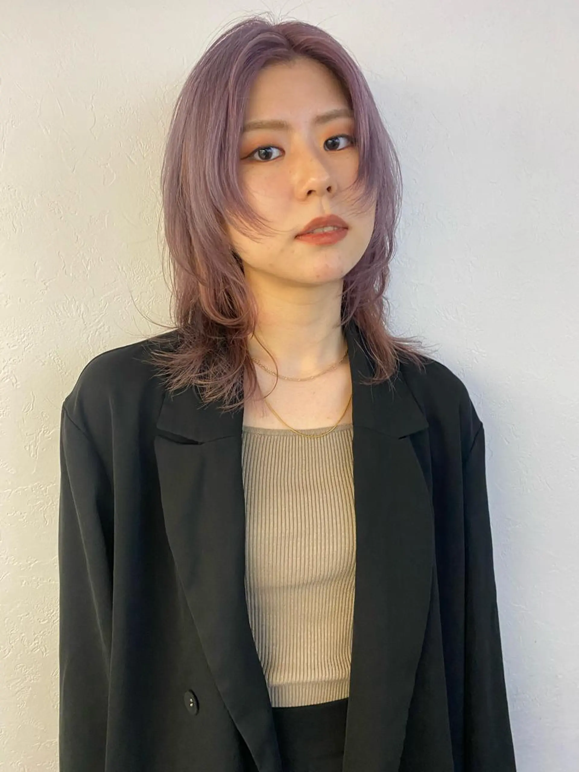 ミディアム カラー ハイトーンカラー ラベンダーカラー ラベンダーピンク ピンクカラー ウルフカット ヘアカラー 森貴裕/ベージュ/ パーマ/オリーブのヘアスタイル