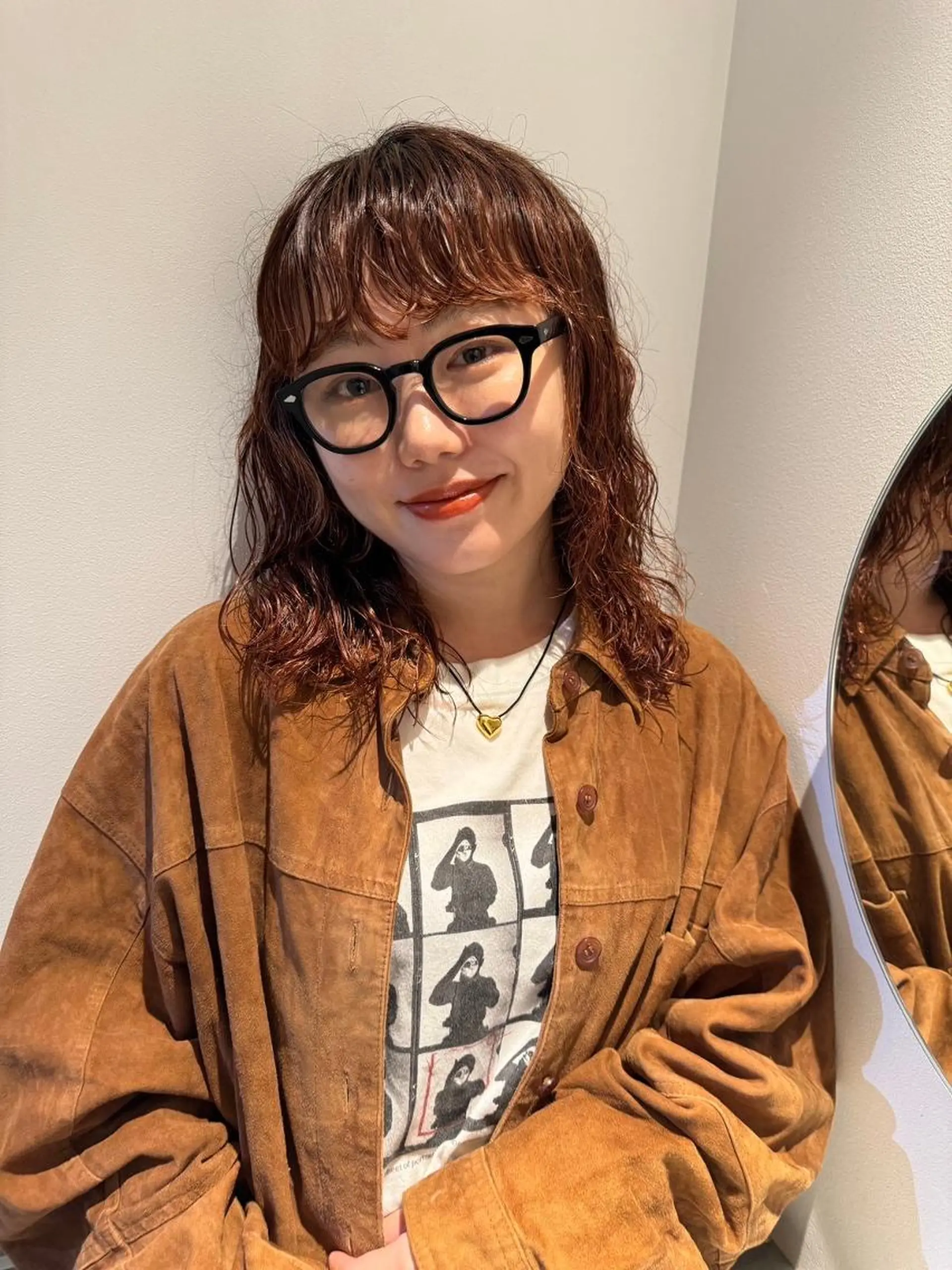 ミディアム カラー パーマ ショートボブ ミディアムパーマ アディクシーカラー ブリーチ ケアブリーチ カット ヘアカラー トリートメント CEINE OURのヘアスタイル