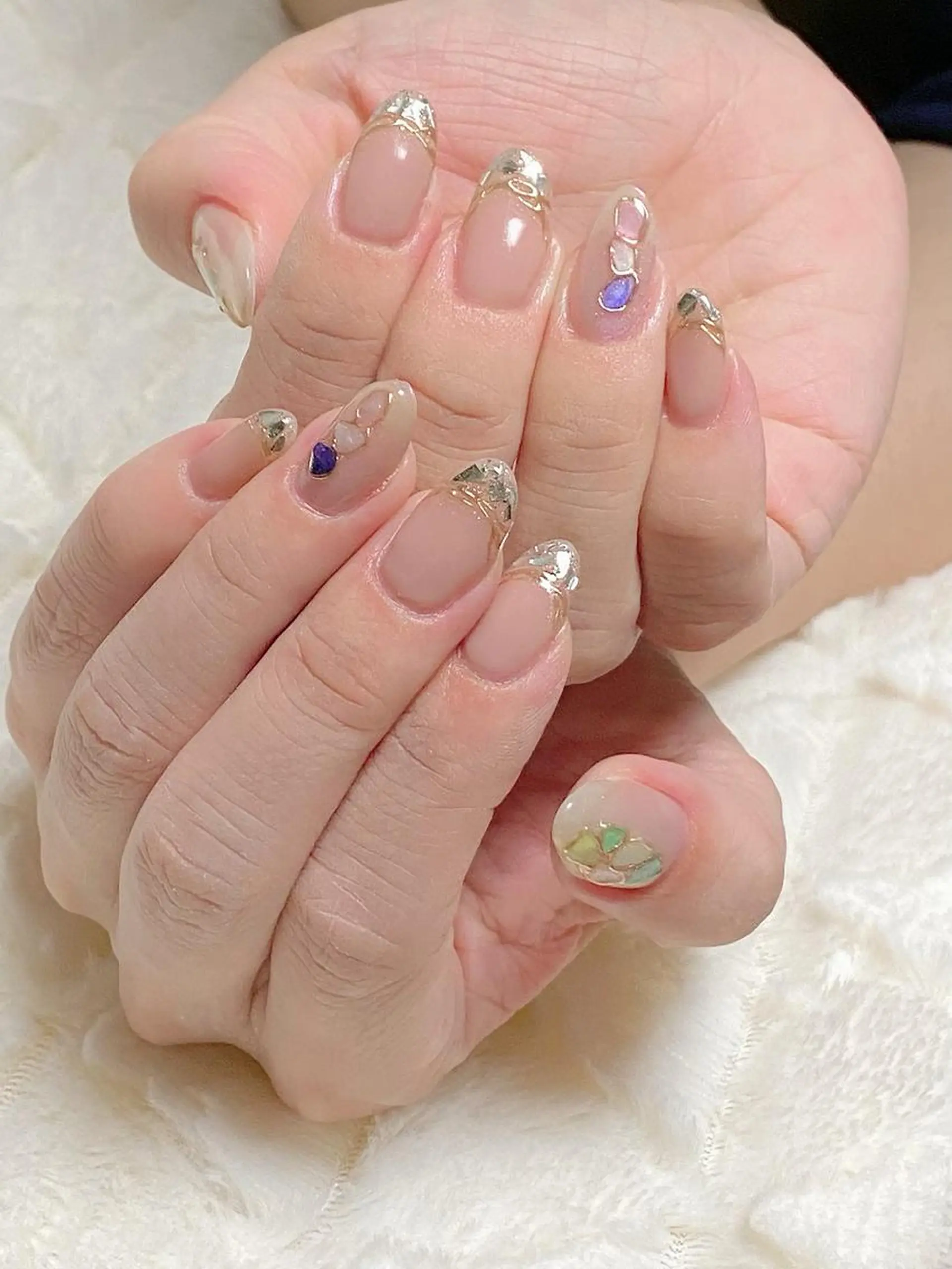 ネイル フレンチネイル ガラスフレンチ ejiri harukaのマツエク・マツパデザイン