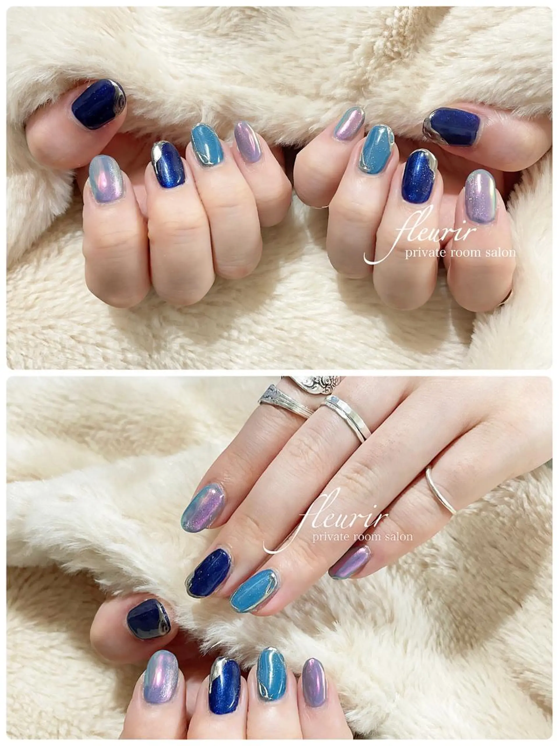 ネイル アートネイル ミラーネイル フルリール 【プライベートサロンのネイルデザイン