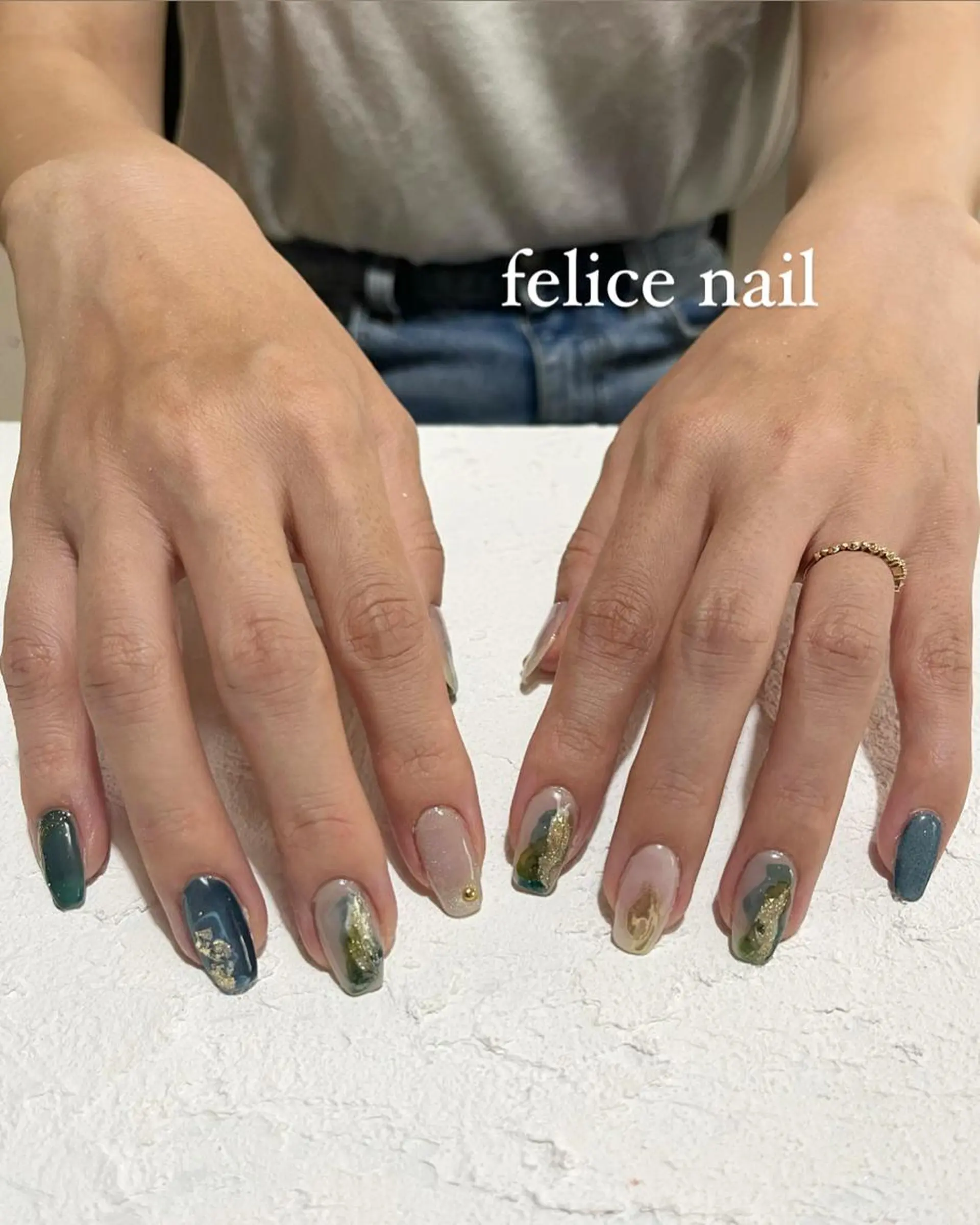 ネイル ジェルネイル マグネットネイル ニュアンスネイル パラジェル 夏ネイル felice nailのネイルデザイン