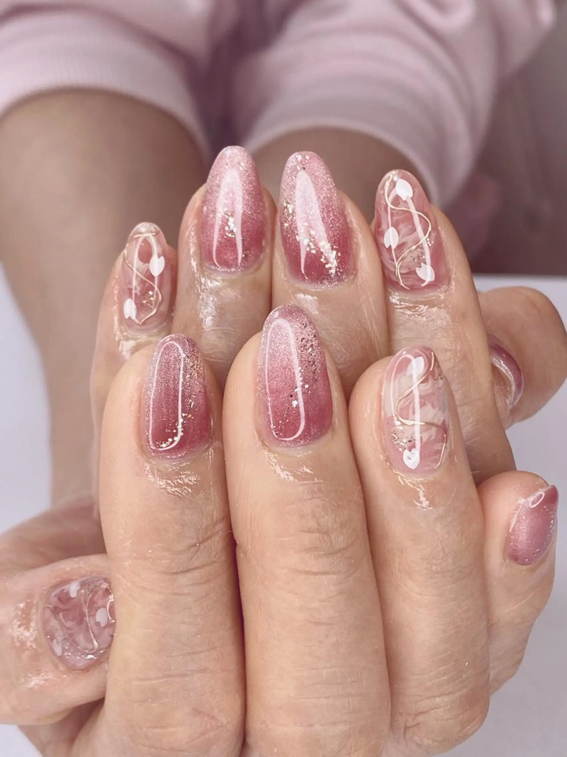 ネイル アニマル柄 アートネイル オーロラネイル 桜ネイル クリアネイル Nail Salon ertiのネイルデザイン