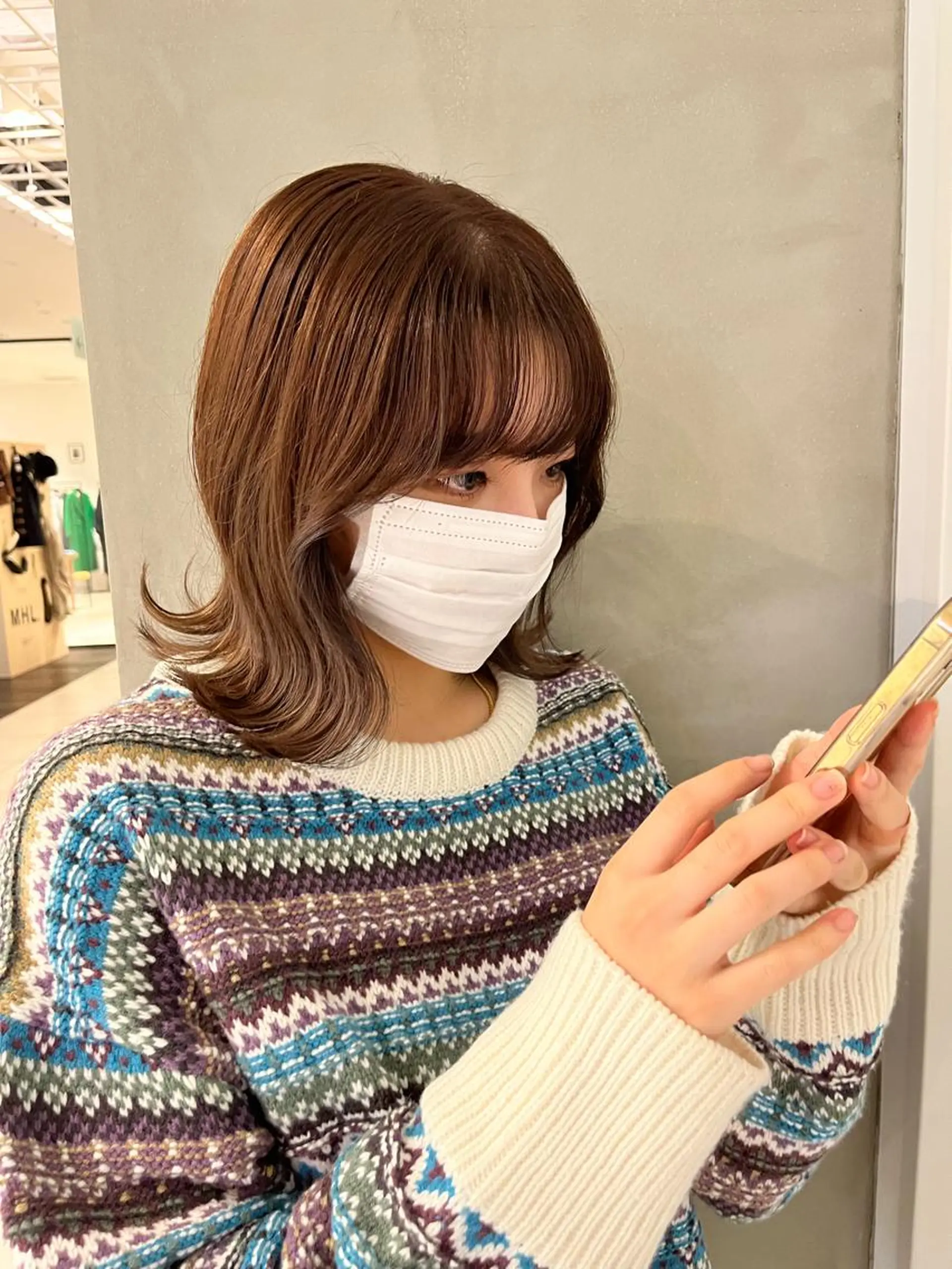 ミディアム カラー ブリーチ グレージュ ブリーチなしカラー ボブ/透明感カラー 🇰🇷Ryotaのヘアスタイル