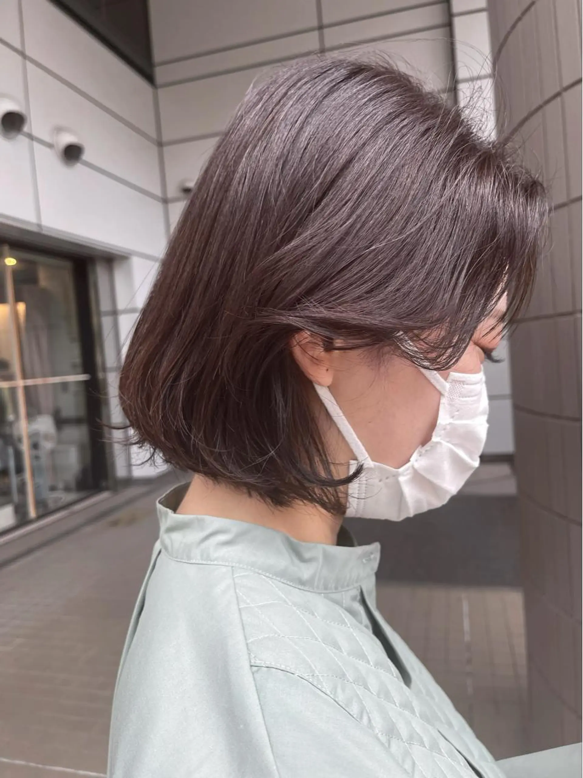 ミディアム カラー アッシュ アッシュブラウン ブラウンカラー ボブ タンバルモリ カット ヘアカラー トリートメント Zina天王寺 CHIAKIのヘアスタイル