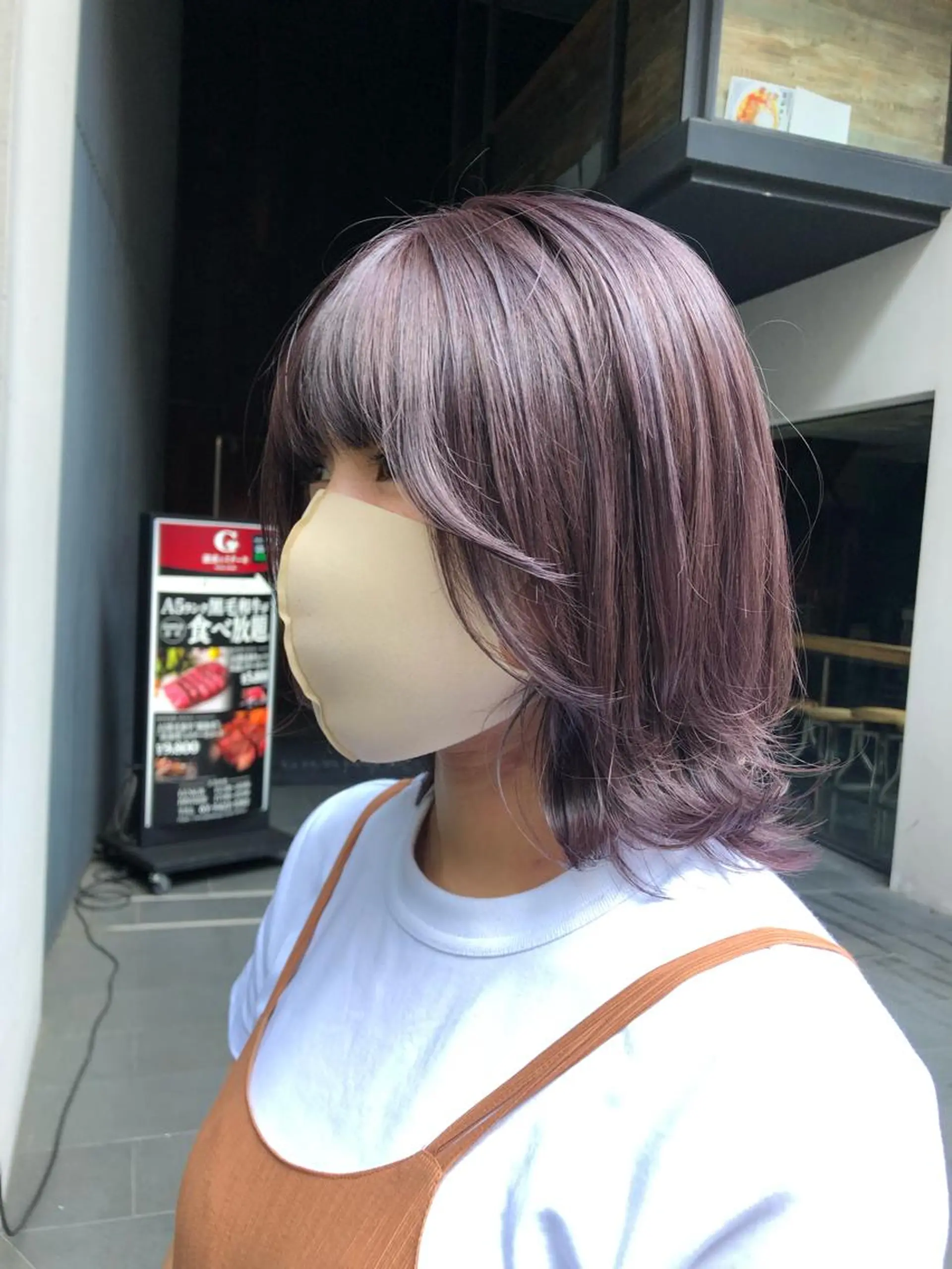 ミディアム カラー ベージュカラー ラベンダーカラー ラベンダーベージュ ピンクカラー ピンクベージュ ヘアカラー トリートメント ボブ/縮毛矯正/ レイヤー/塚田のヘアスタイル
