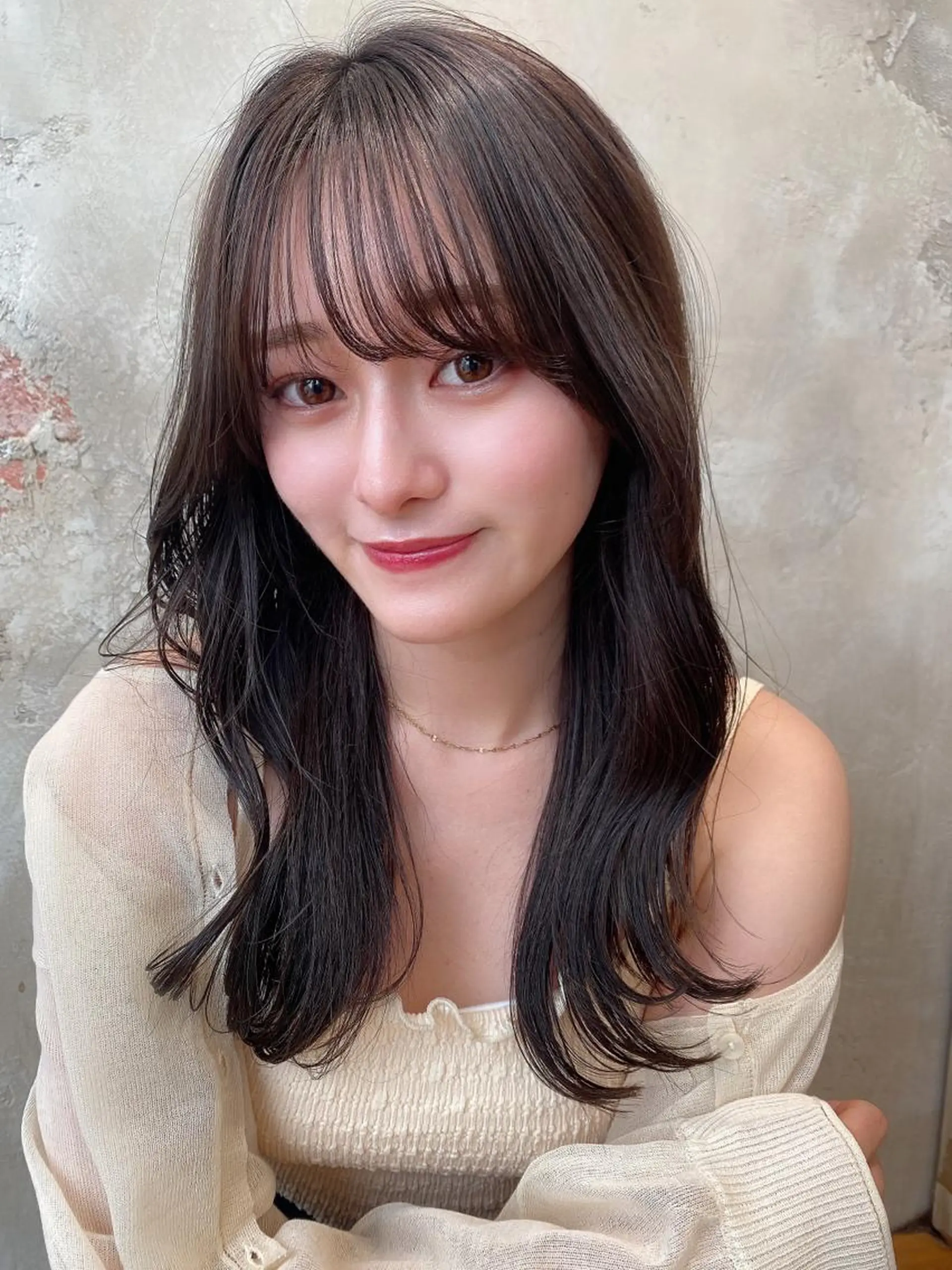 セミロング カラー ベージュカラー ブラウンカラー ブラウンベージュ くびれヘア カット ヘアカラー トリートメント 顔周り/くびれヘア 韓国ヘア💕風間るなのヘアスタイル