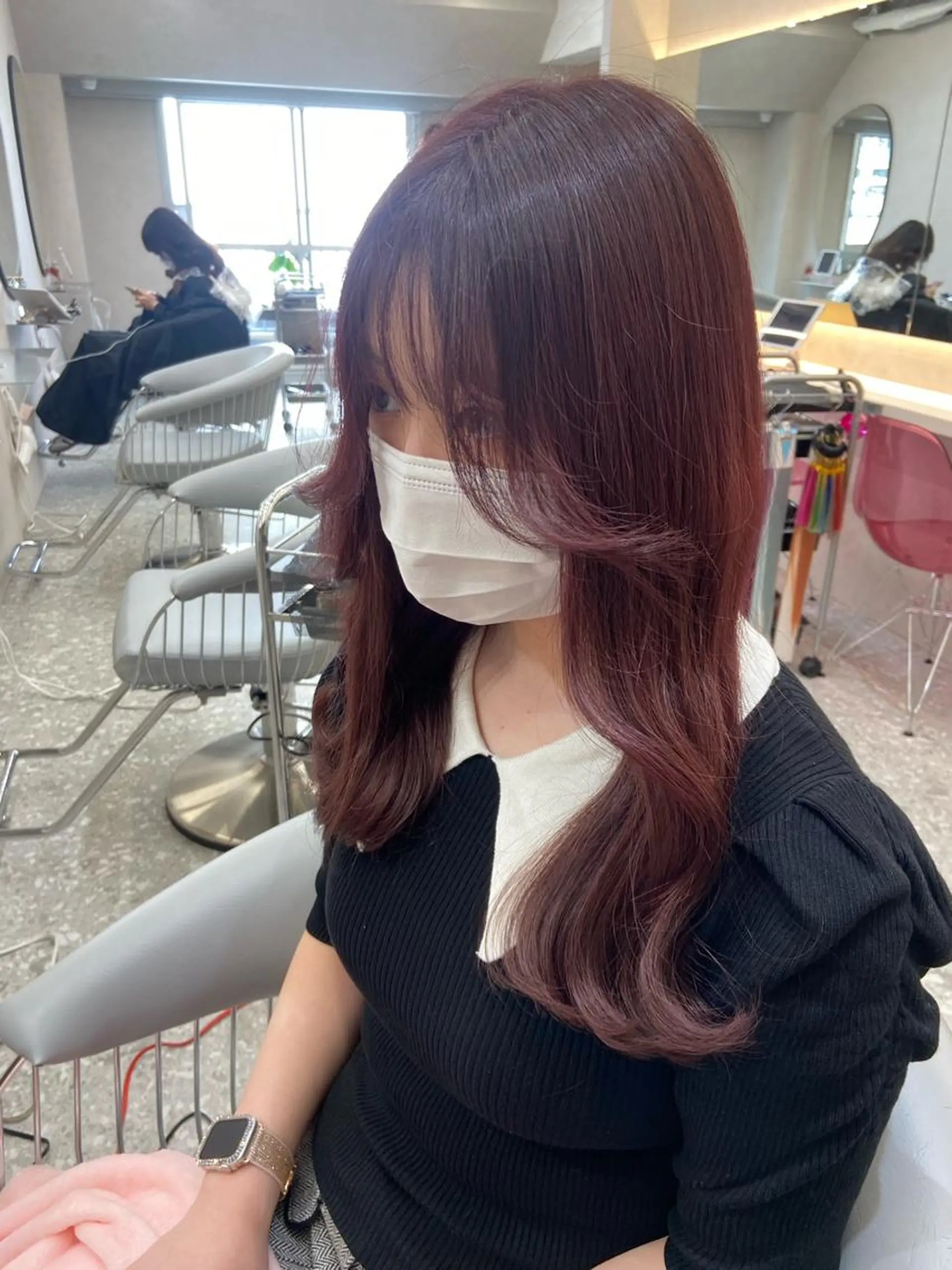 ロング カラー シールエクステ ブリーチ ブラウンカラー ケアカラー ダブルカラー 新宿/韓国ヘア 中明度カラー/かやのヘアスタイル