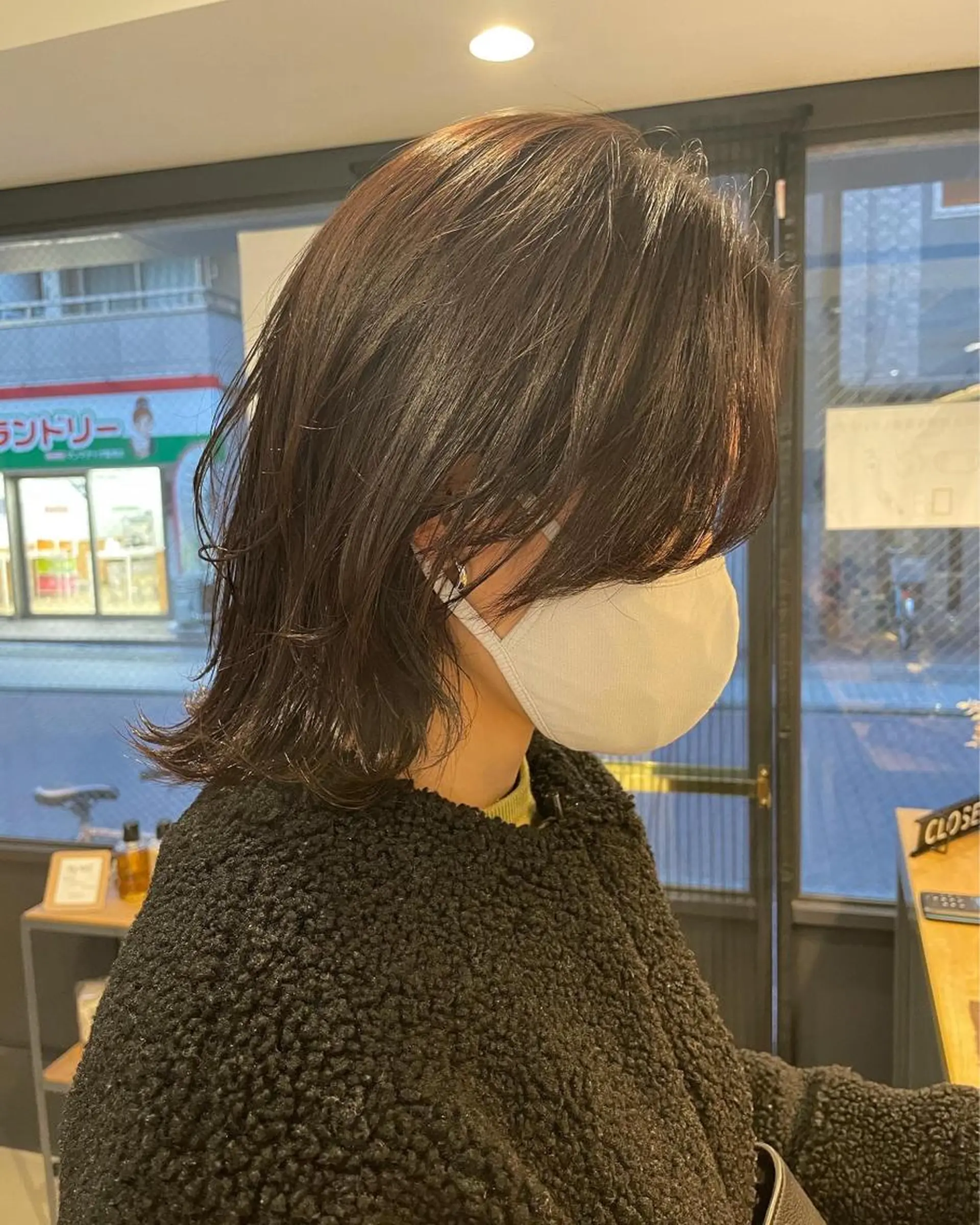 ミディアム 暖色カラー🍊 ボブ🌿顔周りcutのヘアスタイル