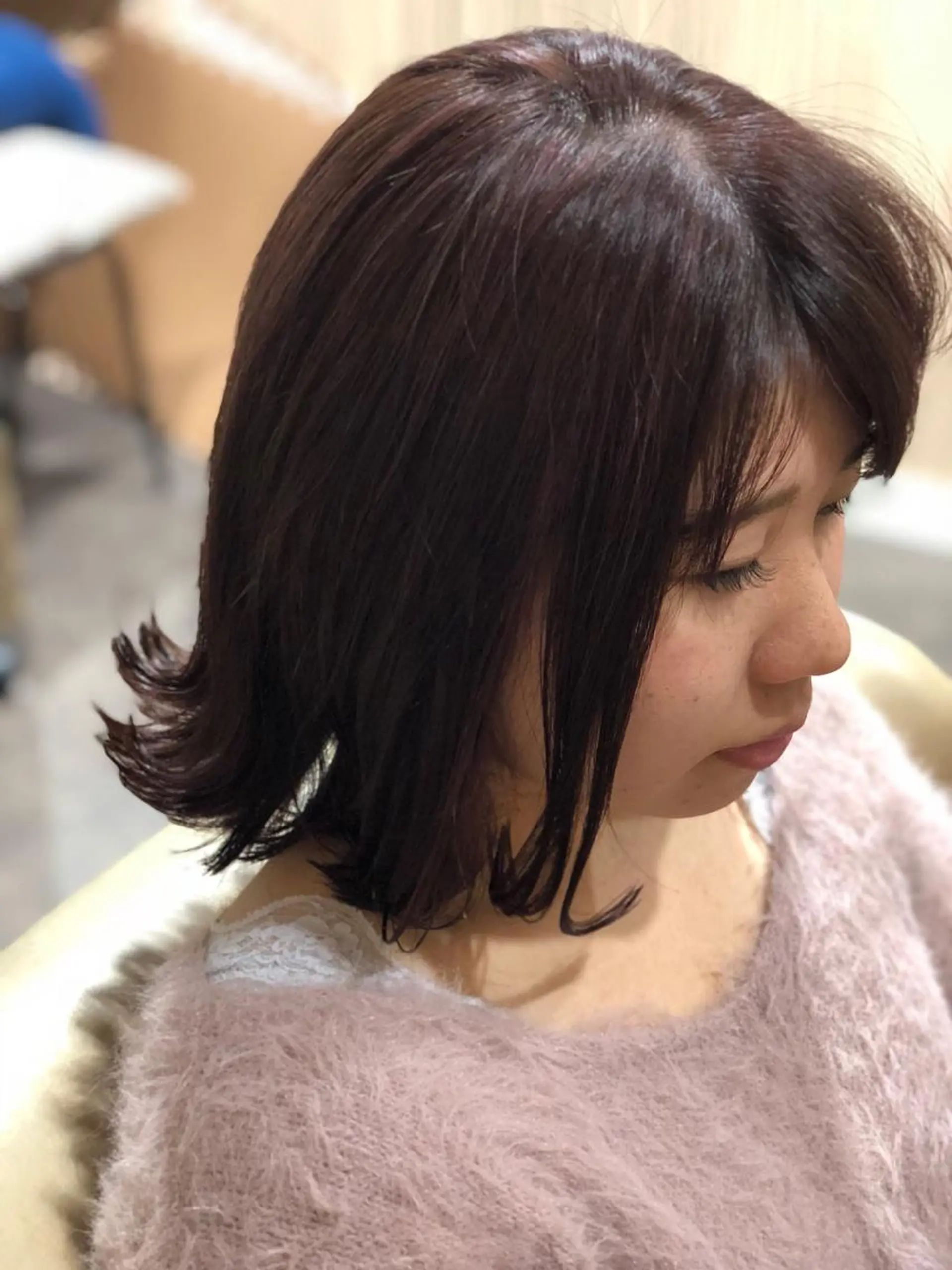 ミディアム カラー パーマ ヘアアレンジ 切りっぱなしボブ ミディアムパーマ グラデーションカラー ハイライトカラー ピンクカラー 【ツヤ髪美容師】 ツダケイスケのヘアスタイル