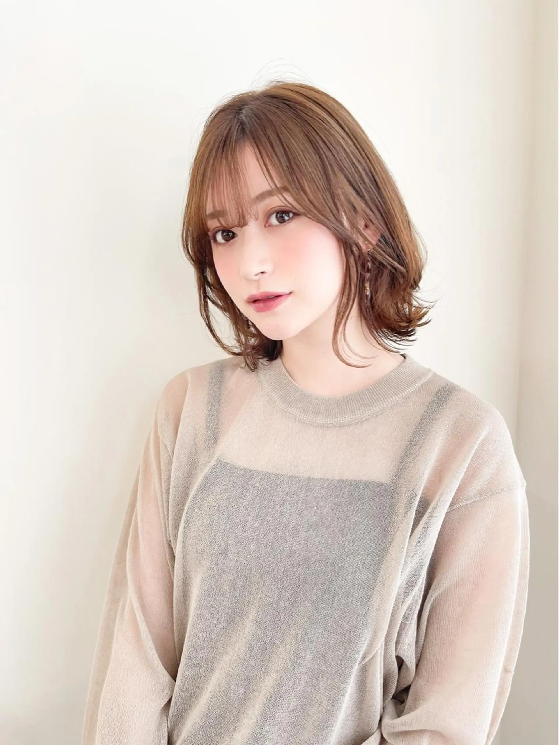 ミディアム カット ヘアカラー パーマ トリートメント イメチェンカット✂️ 錦糸町佐藤店長のヘアスタイル