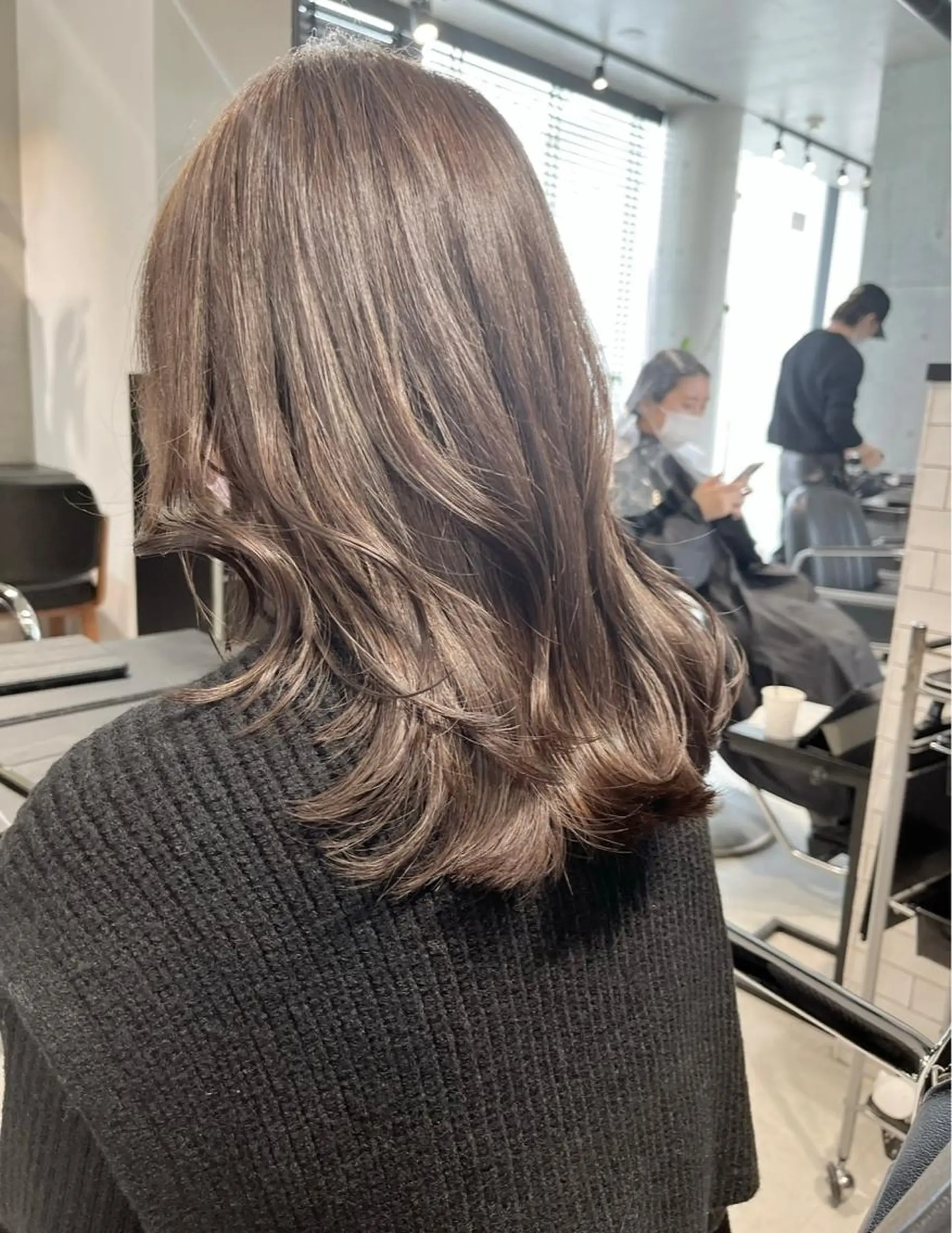 ミディアム カラー パーマ ヘアアレンジ カット ヘアカラー トリートメント 透明感/オリーブ/ グレージュ/YUKAのヘアスタイル