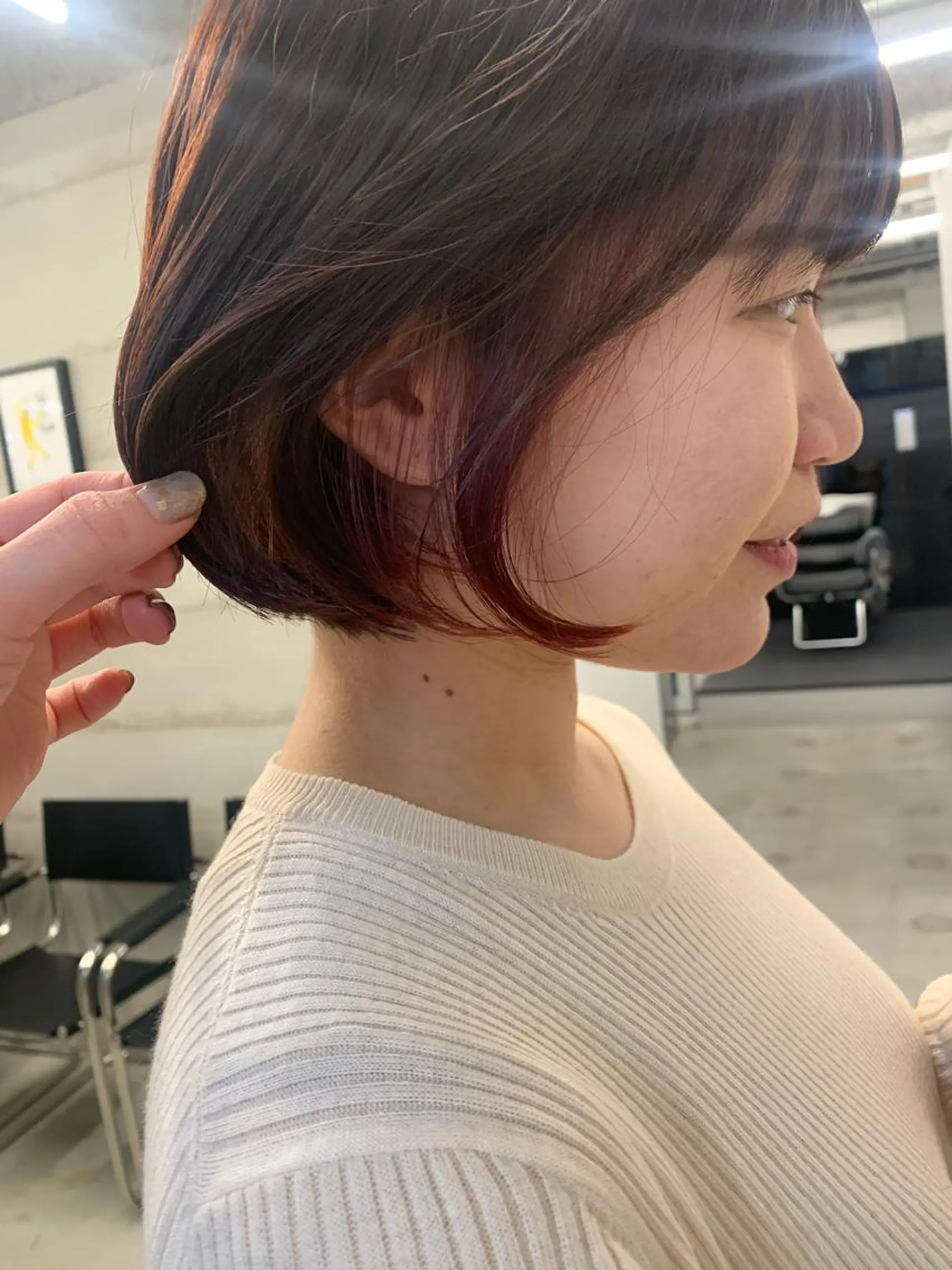 ミディアム カラー 透明感/オリーブ/ グレージュ/YUKAのヘアスタイル