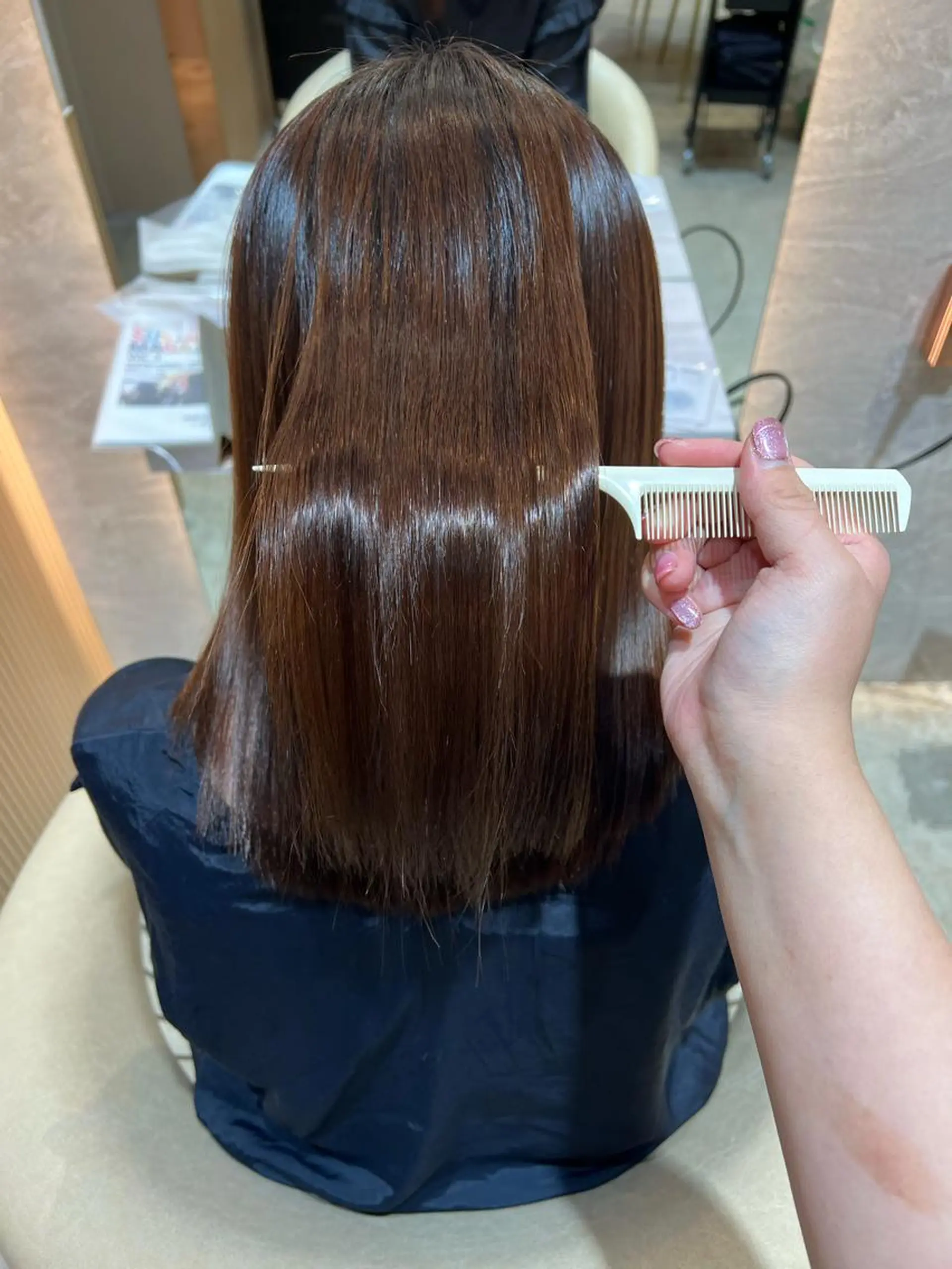 セミロング カット 縮毛矯正 トリートメント ボブ/巻ける縮毛矯正 /韓国レイヤーはなのヘアスタイル