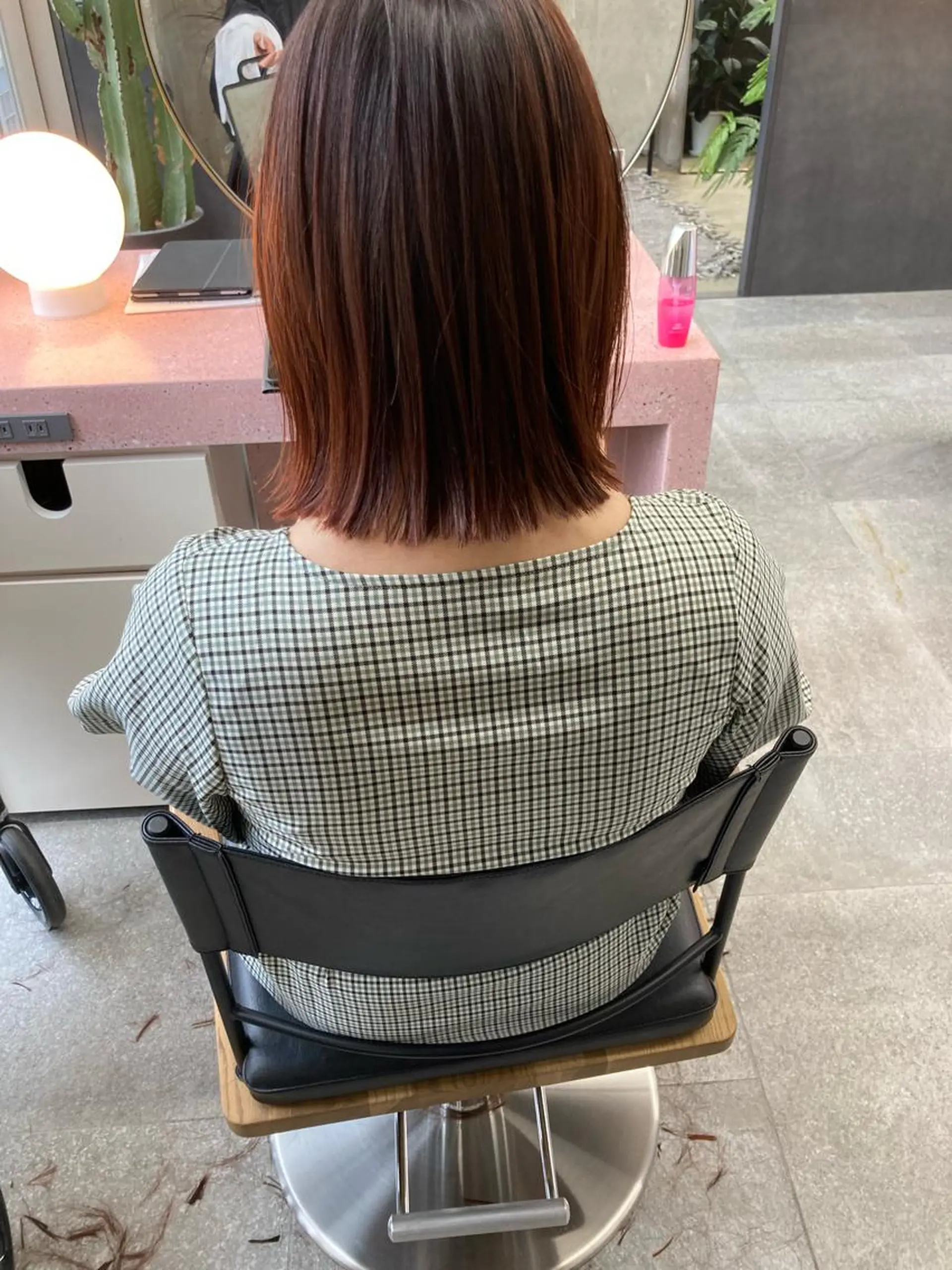 ミディアム カラー オレンジ カット 縮毛矯正 小木曽智美 /ボブ/ショートのヘアスタイル