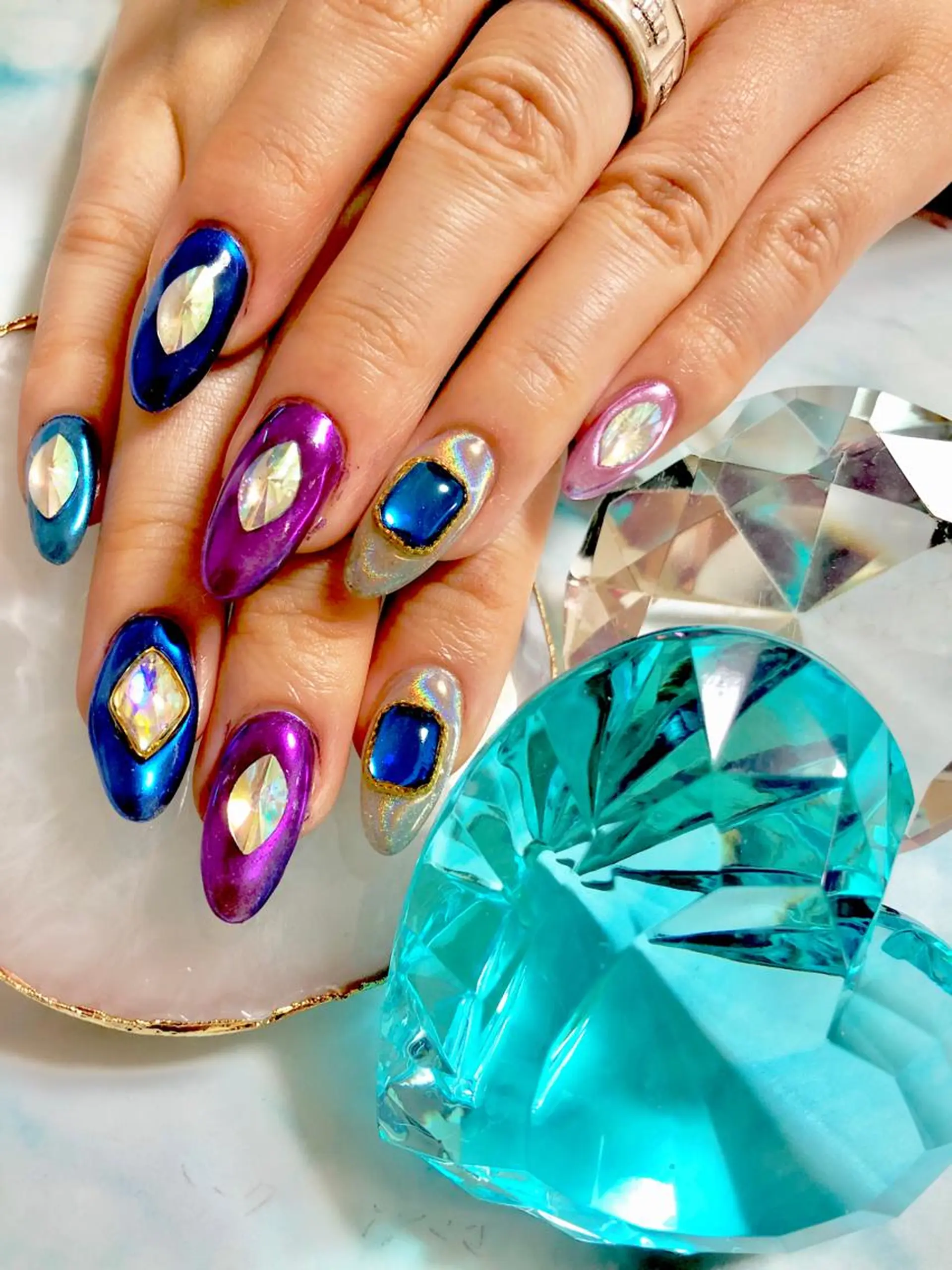 ロング カラー キッズ ネイル ハンドネイル ハンドケア 💎ビューティサロン 湘南　RIRAN💎のネイルデザイン