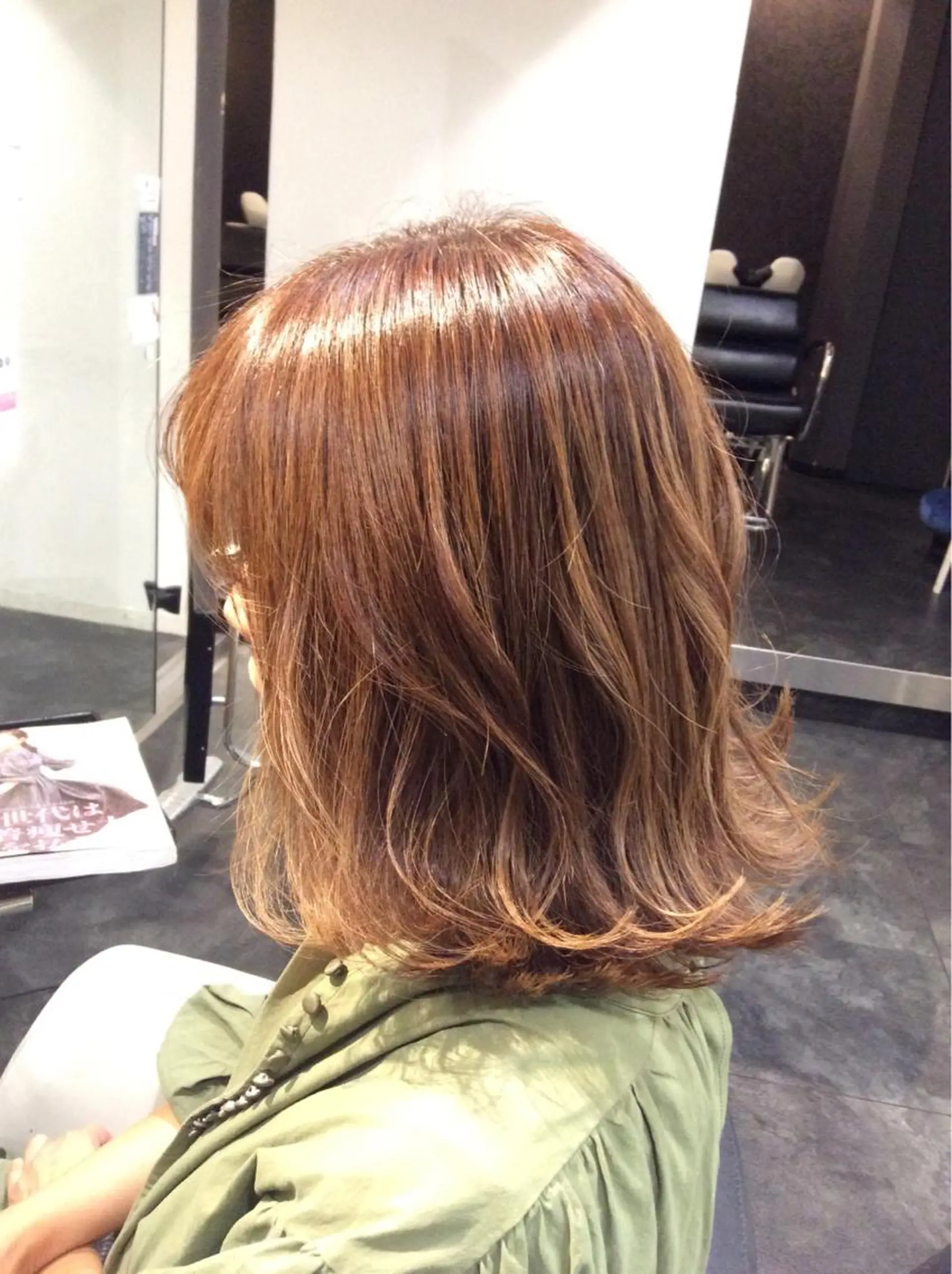 ミディアム ハイライト ヘアカラー トリートメント ボブスタイル/ 透明感カラー/八幡のヘアスタイル