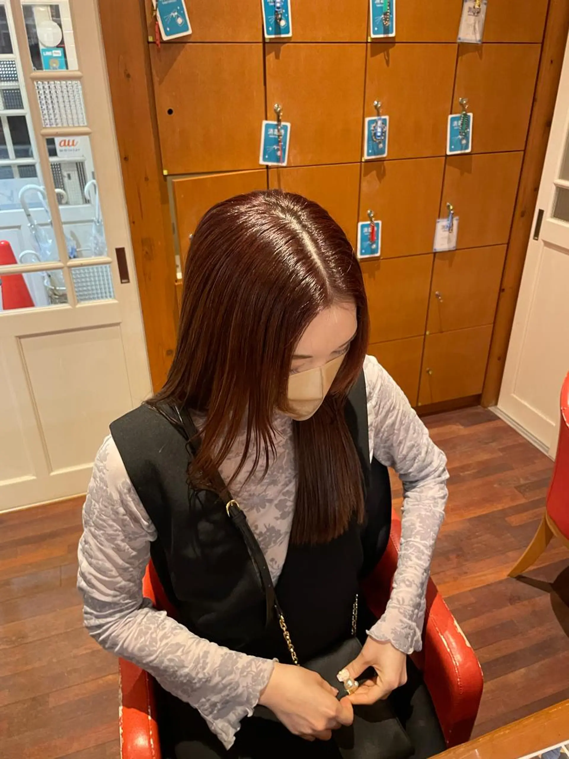 ロング カラー ブラウンカラー ピンクカラー ピンクブラウン カット ヘアカラー 金森 有希のヘアスタイル