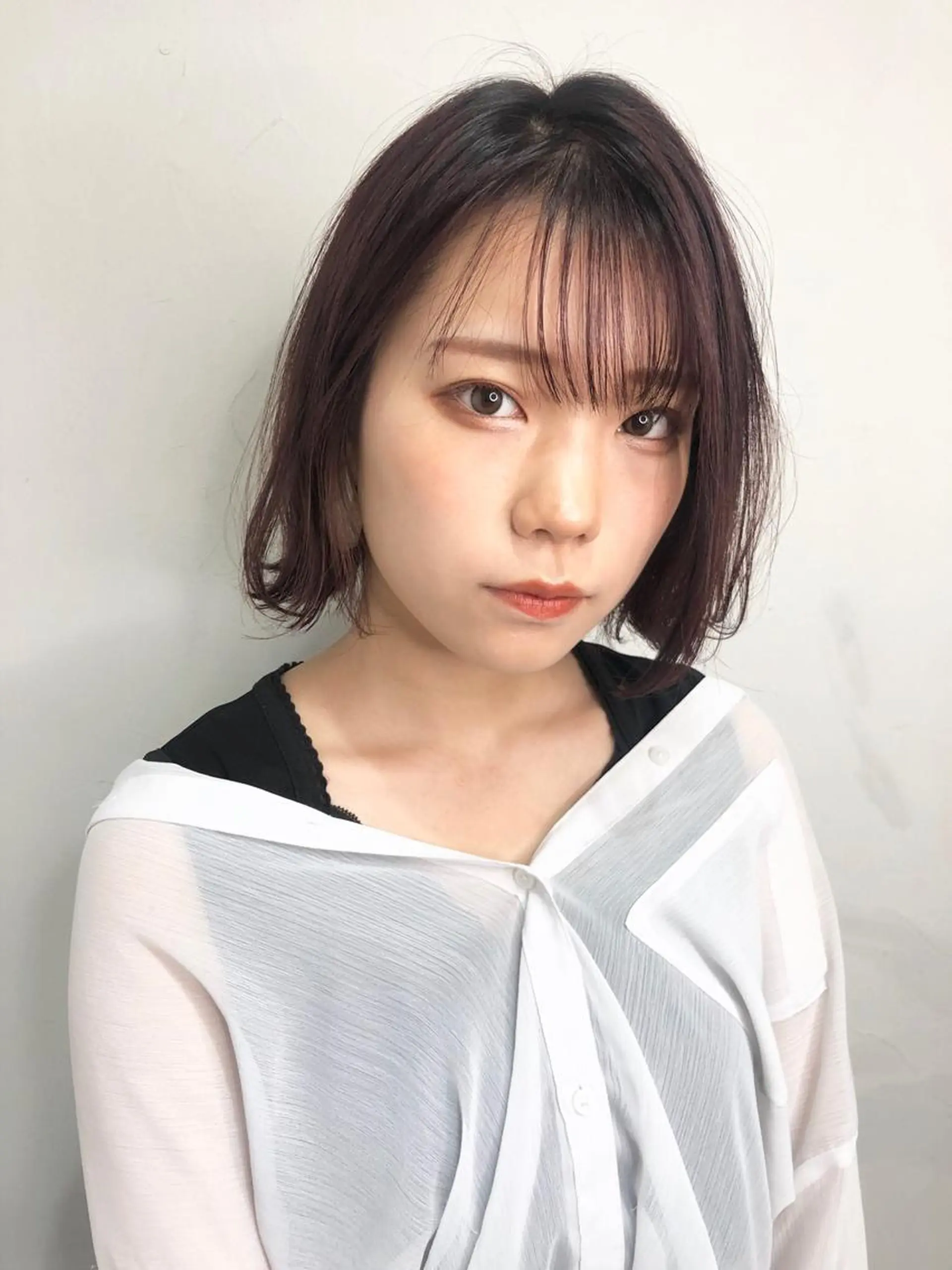 ショート カラー 切りっぱなしボブ レッドカラー ボブ カット ヘアカラー 千葉 郁也のヘアスタイル