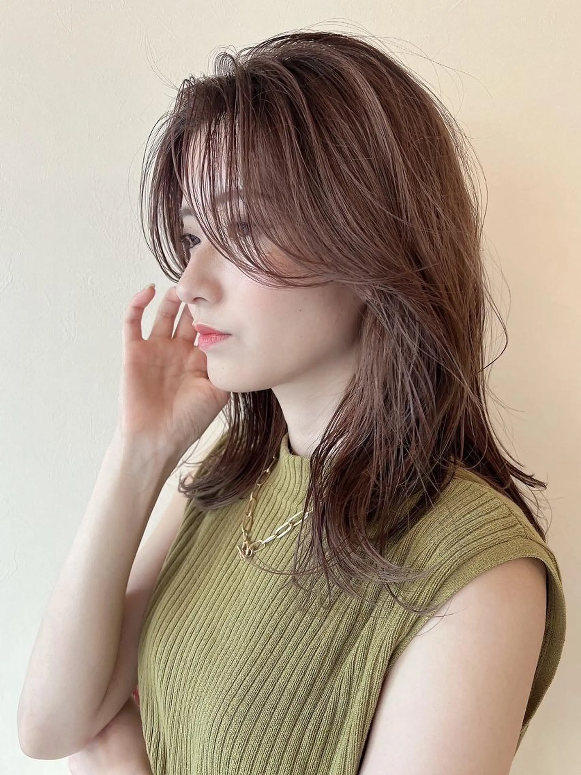 ロング ボブ ハイライト 髪質改善 韓国風ヘア レイヤーカット 【公式】amble luxe 中野のヘアスタイル