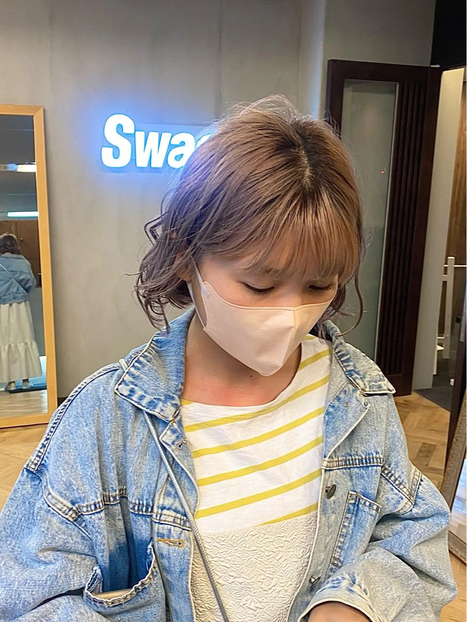 ミディアム カラー パーマ ヘアアレンジ ストレートパーマ カット ヘアカラー トリートメント ハル🌸柔色/ ブリーチなし/艶髪のヘアスタイル