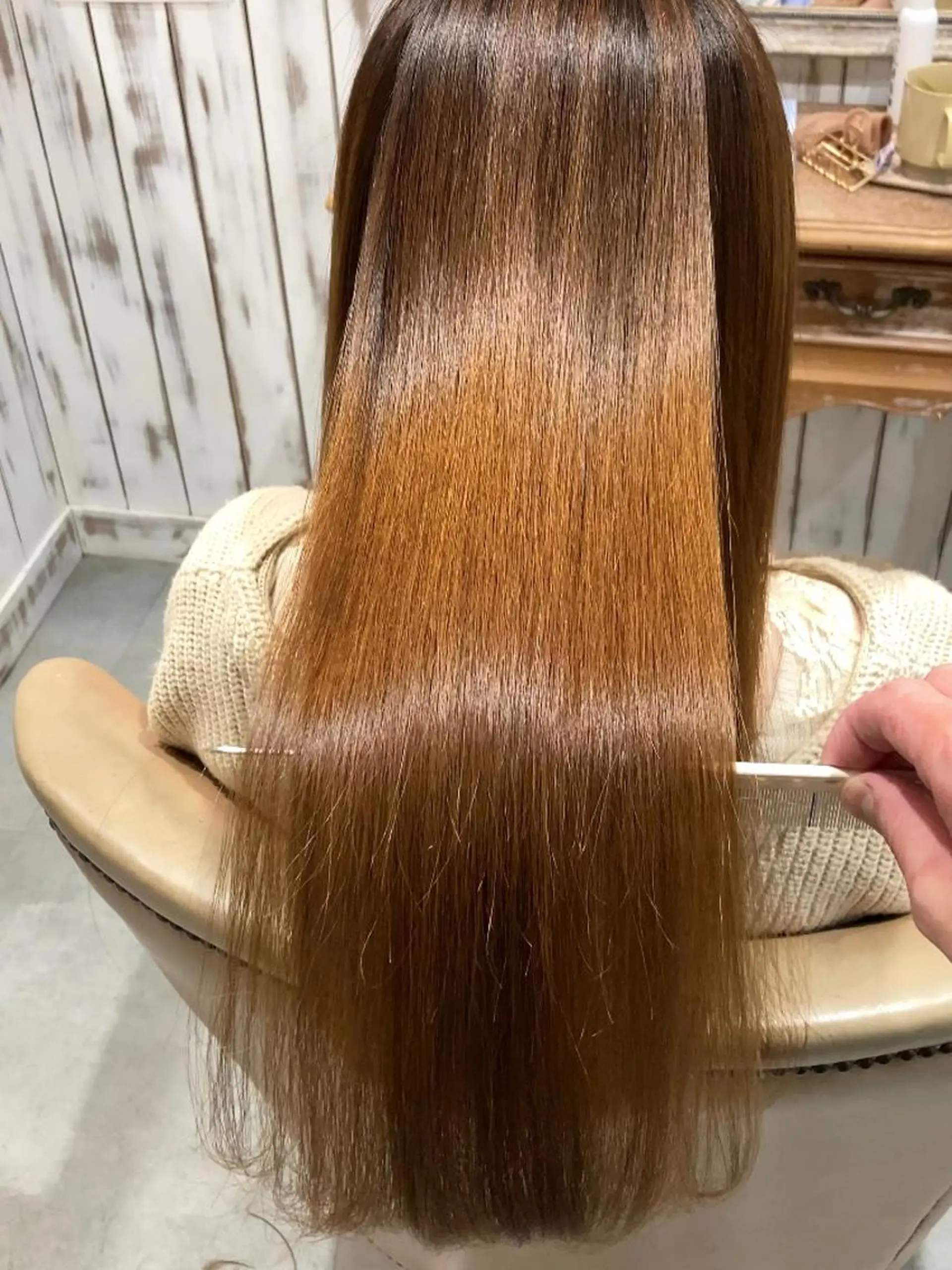 ロング 縮毛矯正 【ailes】品川 隆博のヘアスタイル