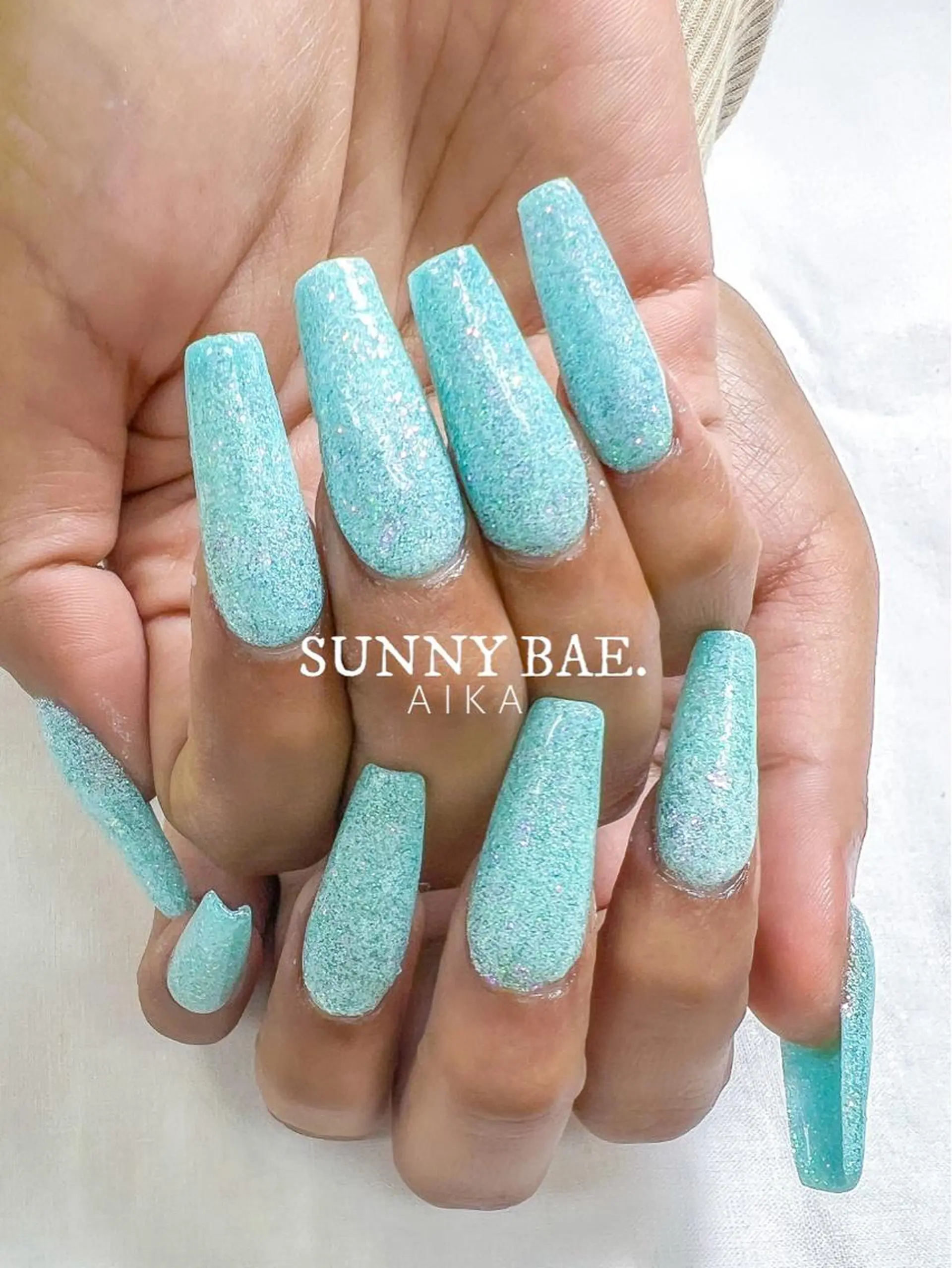 ロング ネイル ロング アートネイル キラキラネイル ロングネイル スカルプネイル SUNNY BAE.所属・Made By AIKAのネイルデザイン