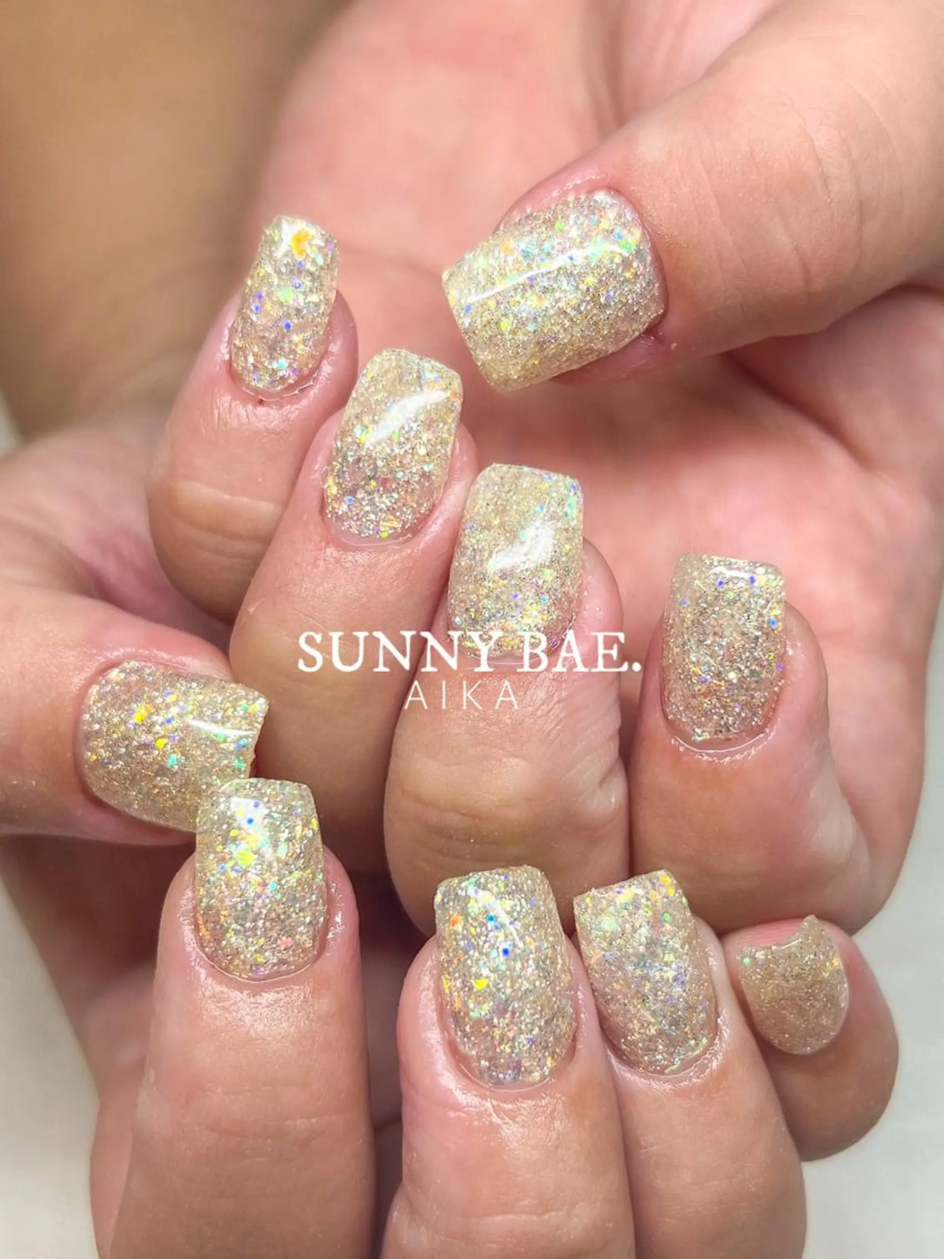 ショート ネイル ショートヘア アートネイル キラキラネイル ロングネイル スカルプネイル SUNNY BAE.所属・Made By AIKAのネイルデザイン