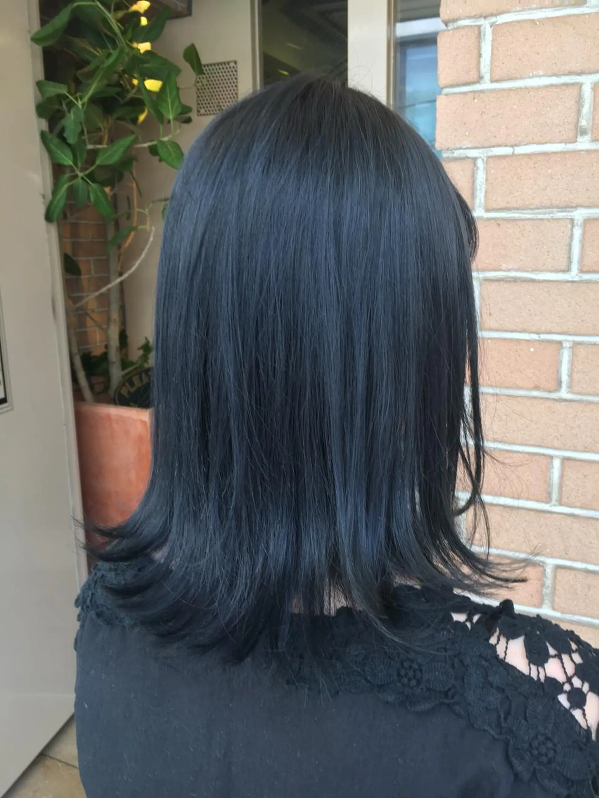 ミディアム カラー 黒髪 ブルーカラー ブルーブラック ダブルカラー 北條 優輝のヘアスタイル