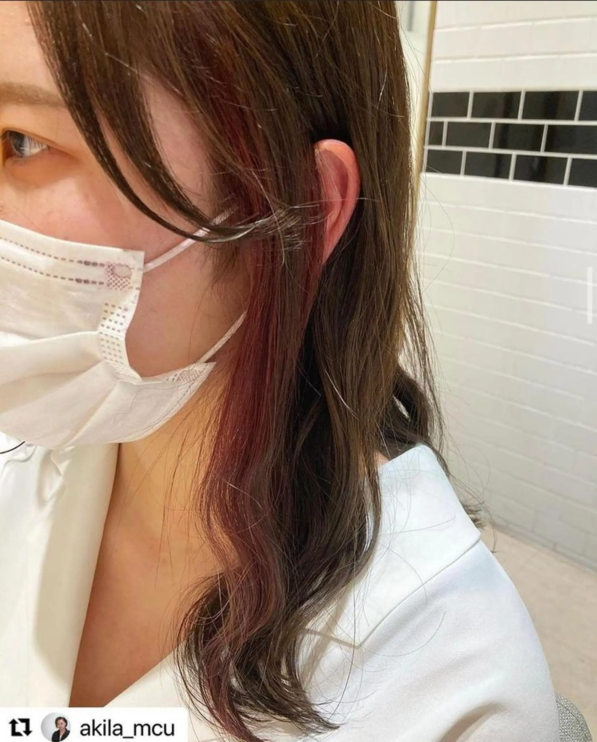 ロング カラー ヘアアレンジ ブリーチ イヤリングカラー エグチ アキラのヘアスタイル