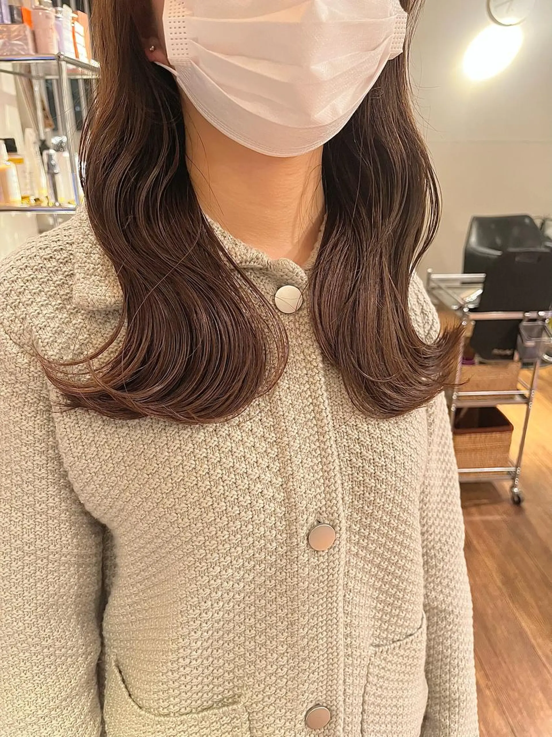 セミロング コテ巻きパーマ/韓国 パーマ/佐野のヘアスタイル