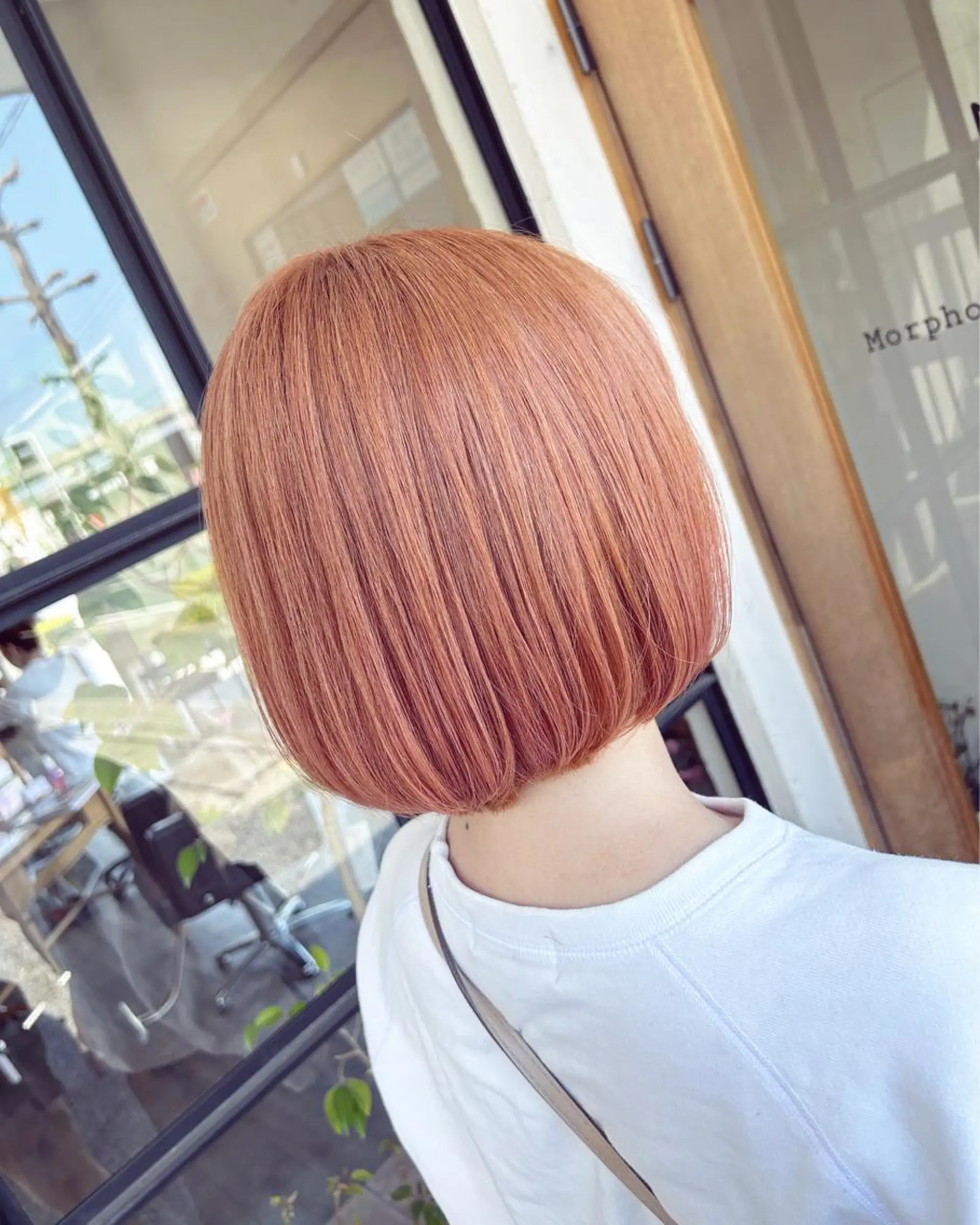 ショート カラー ベージュカラー ブリーチ オレンジ オレンジベージュ ピンクカラー ヘアカラー トリートメント Morpho Hair Product所属・井上 花音のヘアスタイル