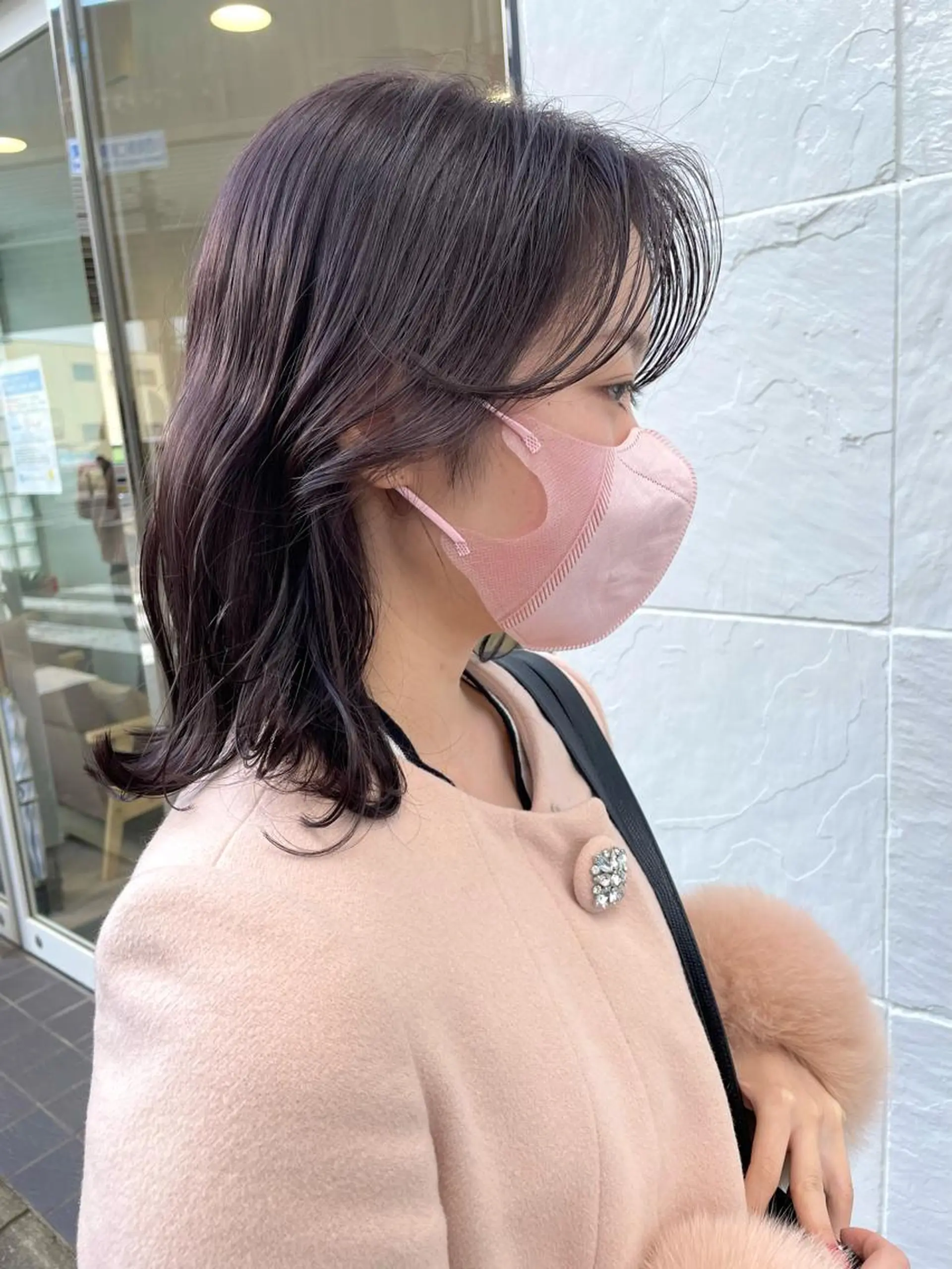 ミディアム カラー ラベンダーカラー 顔まわりレイヤー 顔周りカット レイヤーカット 小顔カット 高尾亮輔/ ボブ特化美容師のヘアスタイル